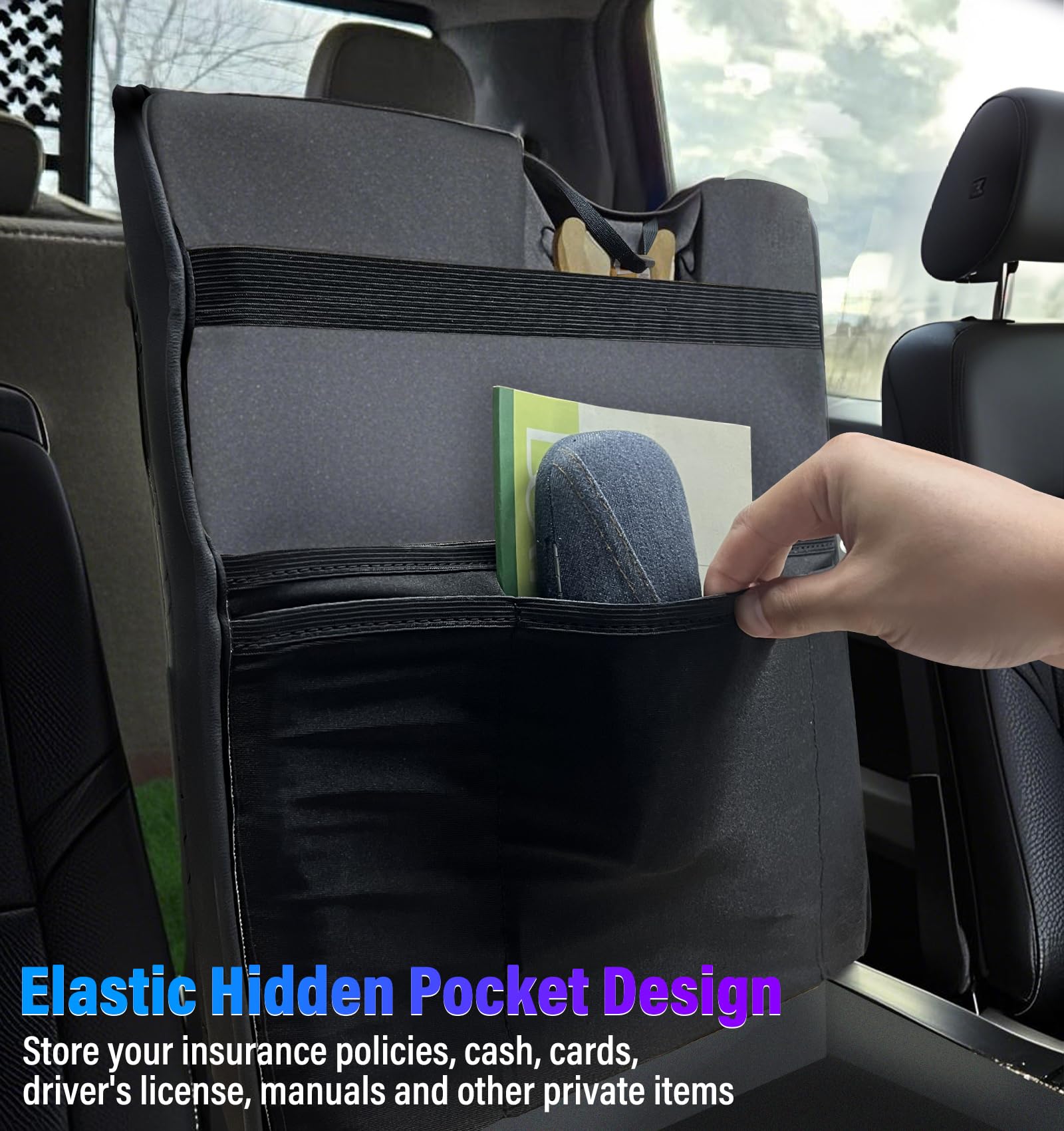 Sinvanho Thickened Center Console Cover with Hidden Pockets for 2015-2025 F150, F250, F350, F450, PU Leather, Jump Seat