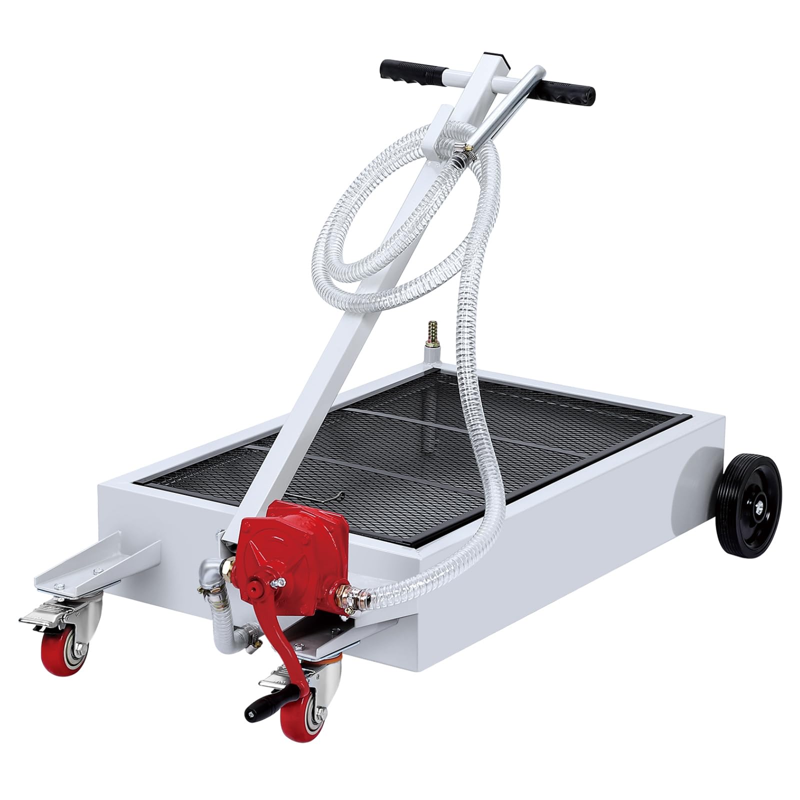 ElfinAura Oil Drain Pan with Pump 15 Gallon Oil Drain Tank, 57L Foldable T-Handle Low Profile Oil Drain Pan with 7.2ft Hose for 