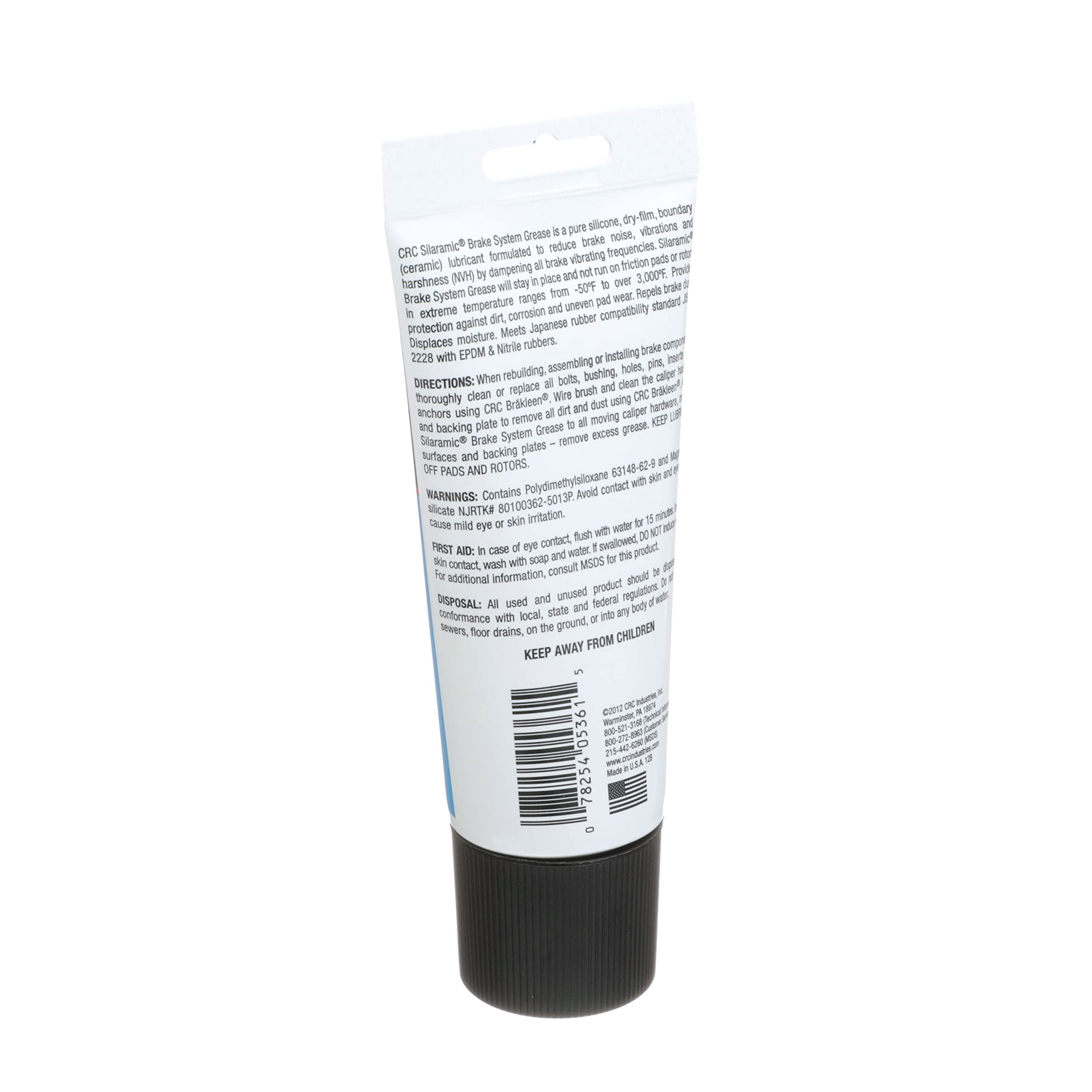CRC SL3301 Synthetic Brake & Caliper Grease, 2.5 Oz, PTFE & Graphite, High Performance Lubricant