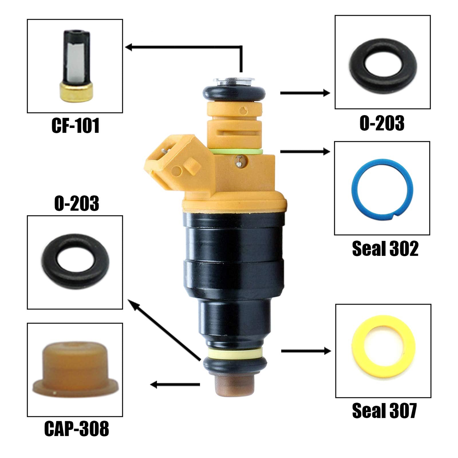 HiSport Fuel Injector Seal Kits Include O-rings, Pintle Caps, Seal Spacers and Filter Baskets Universal Repair Set Replaces 0280