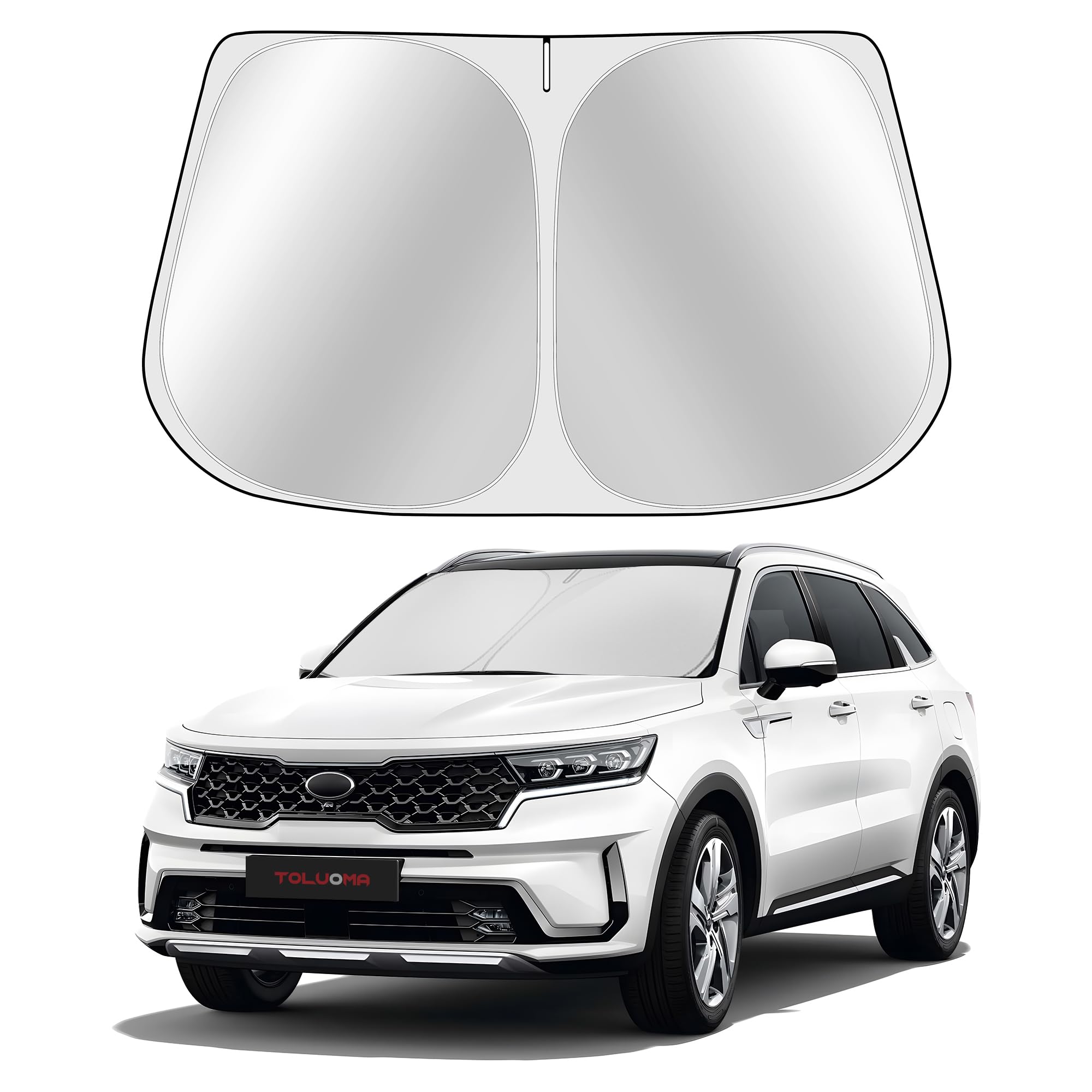 Toluoma Custom Fit Windshield Sun Shade For Kia Sorento 2021-2025 - Full Coverage, 210T Reflective Fabric, Double-Layer Design -