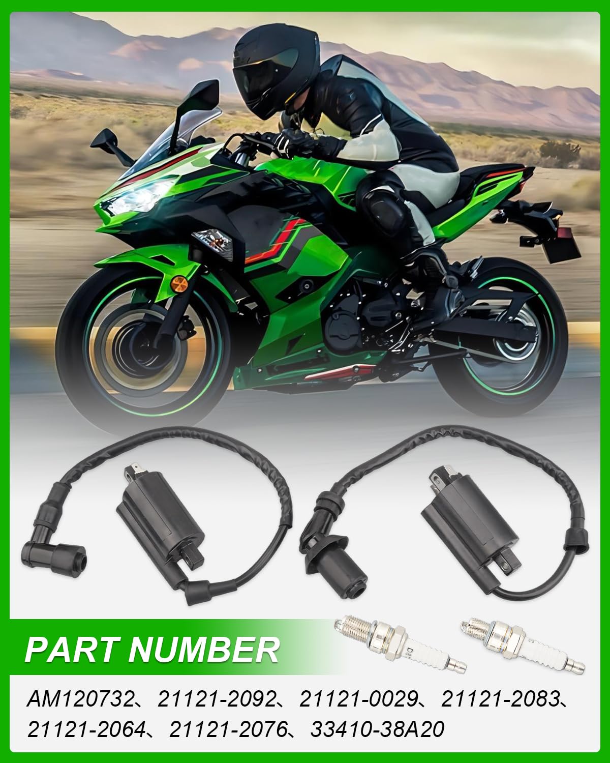 JUQAFY Ignition Coil Kit for Kaws-ki Mule 2510 3010 4000 4010, Replaces 21121-2083, 21121-206