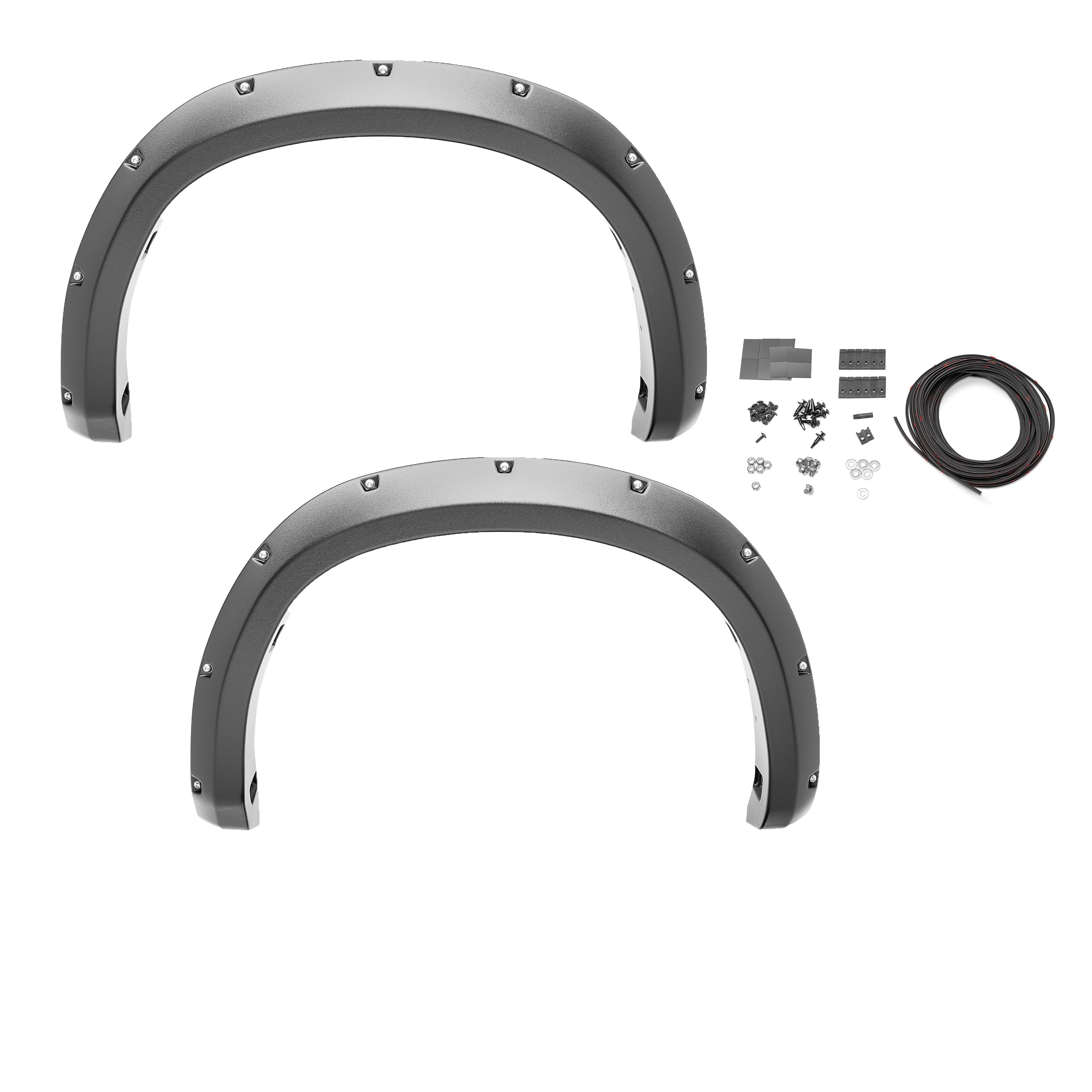 Bushwacker 30040-02 Black Pocket/Rivet Style Smooth Finish Rear Fender Flares For 2014-2021 Toyota Tundra