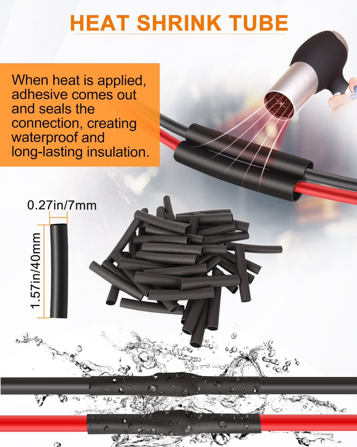 Naoevo 2 Pin Connector Waterproof, 16 Awg 2 Wire Connectors, Automotive Electrical Connectors Male And Female Way With Heat Shri