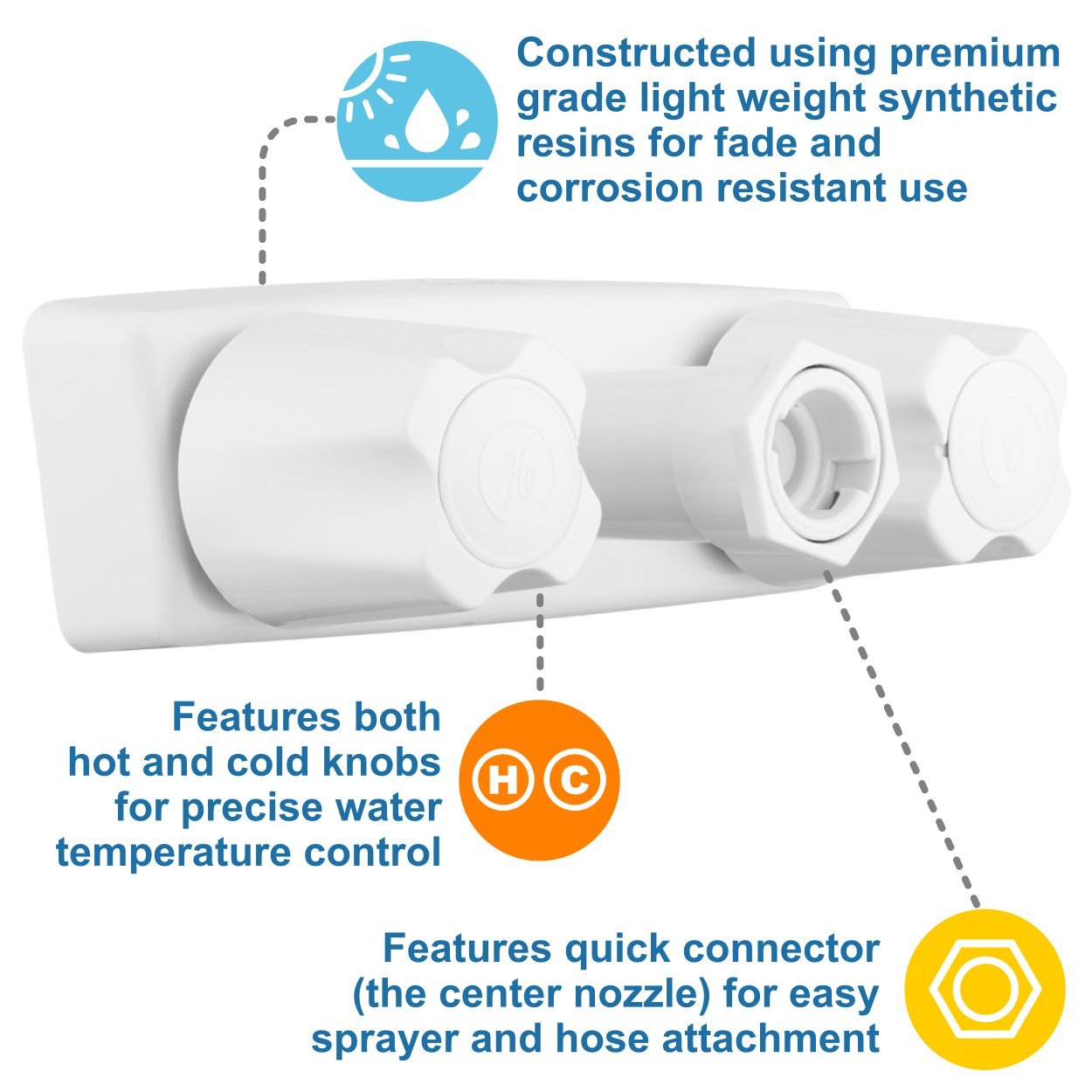 Dura Faucet Df-Sa180-Wt Exterior Quick Connect Faucet (White)