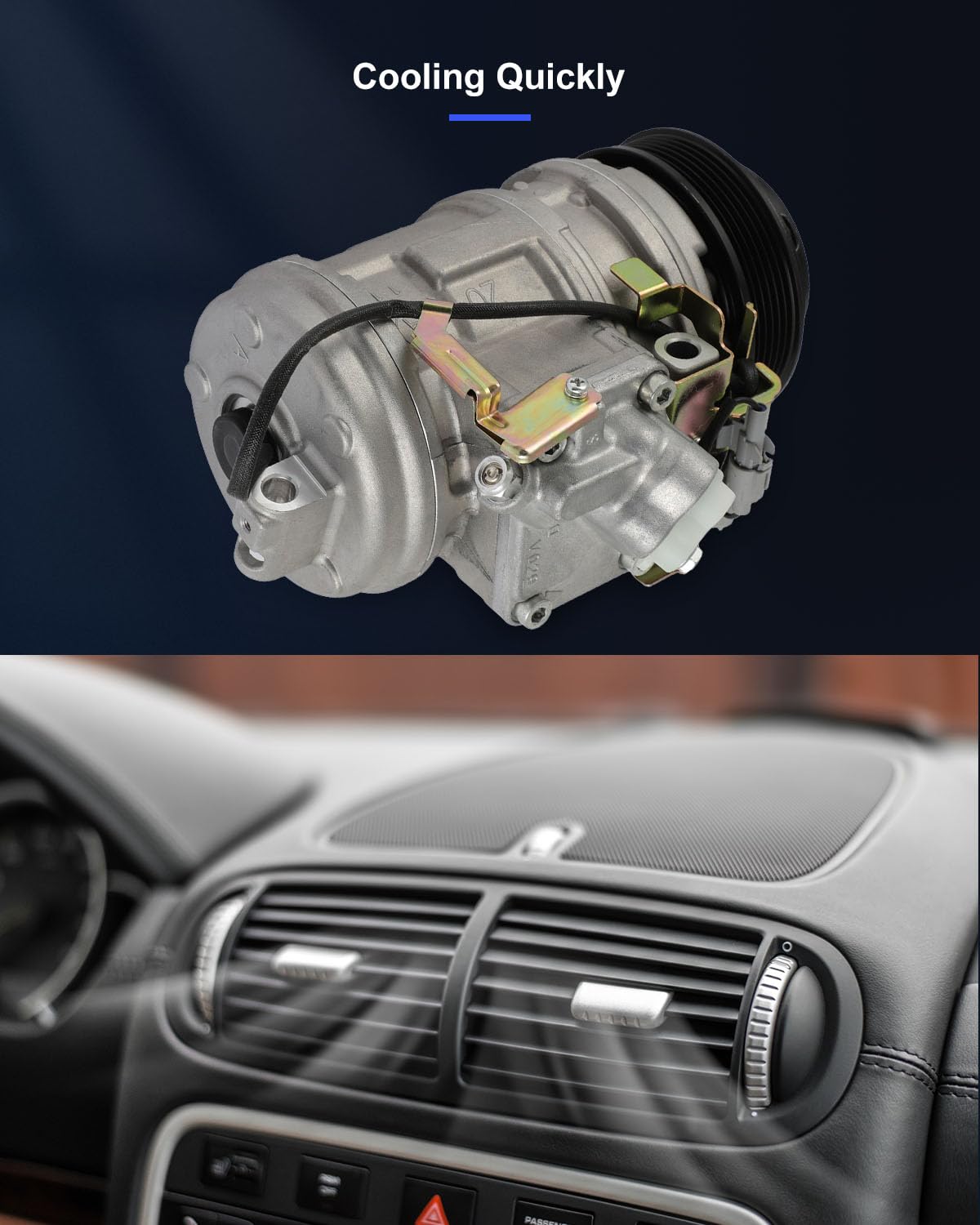 ECCPP A/C Compressor with Clutch, Model 10PA20C, Silver, Fits Lexus LS400 1990-2000, LX470 1998-2007, Fast Cooling,