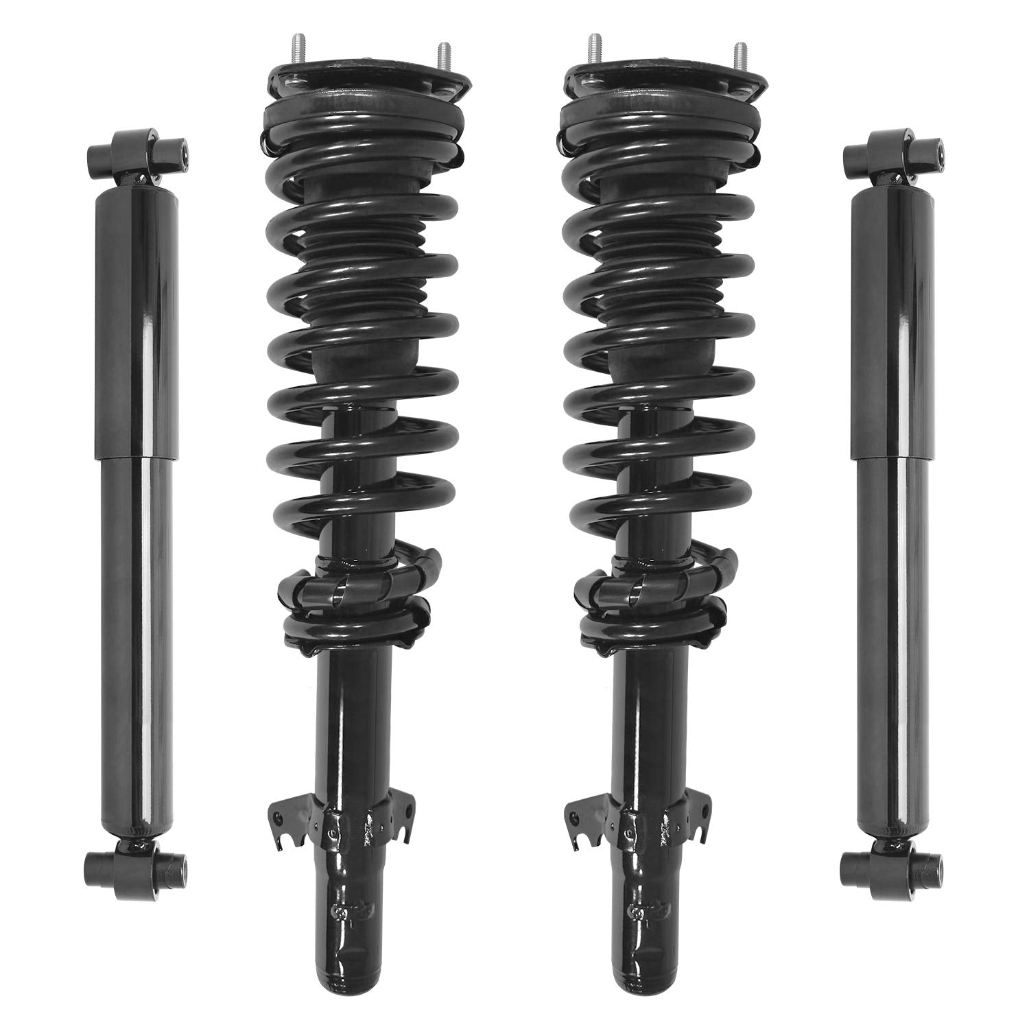 Unity Complete Strut Assembly Kit - Front & Rear 4 Wheel Gas Shock - Chrome - Model 4-11990-252080-001