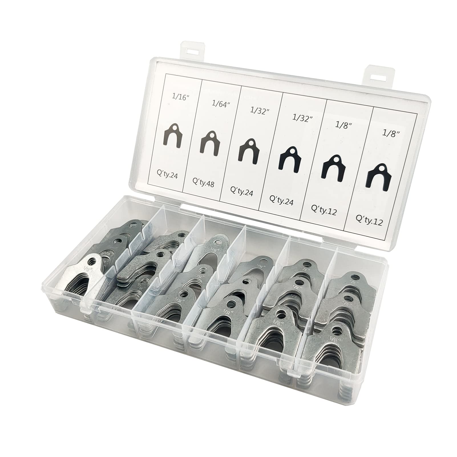 MUFFINMAN 144 Pieces Auto Alignment Shims Set - 1/16" to 1/8" Silver Assortment, Model MF-144
