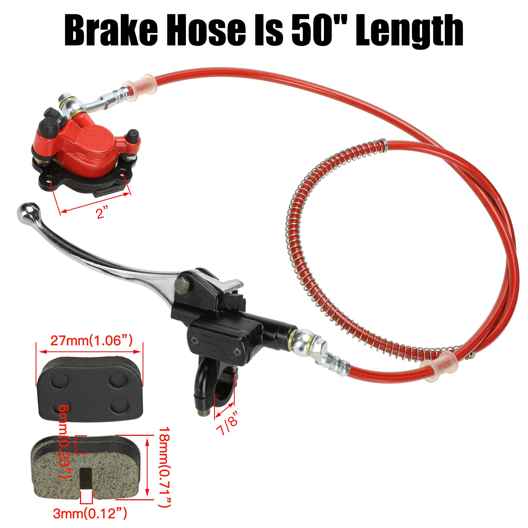 YOXUFA Mini Bike Hydraulic Disc Brake Caliper Kit with 50" Hose for Baja Doodle Bug DB30 & Predator 79cc/97cc Mini Bikes