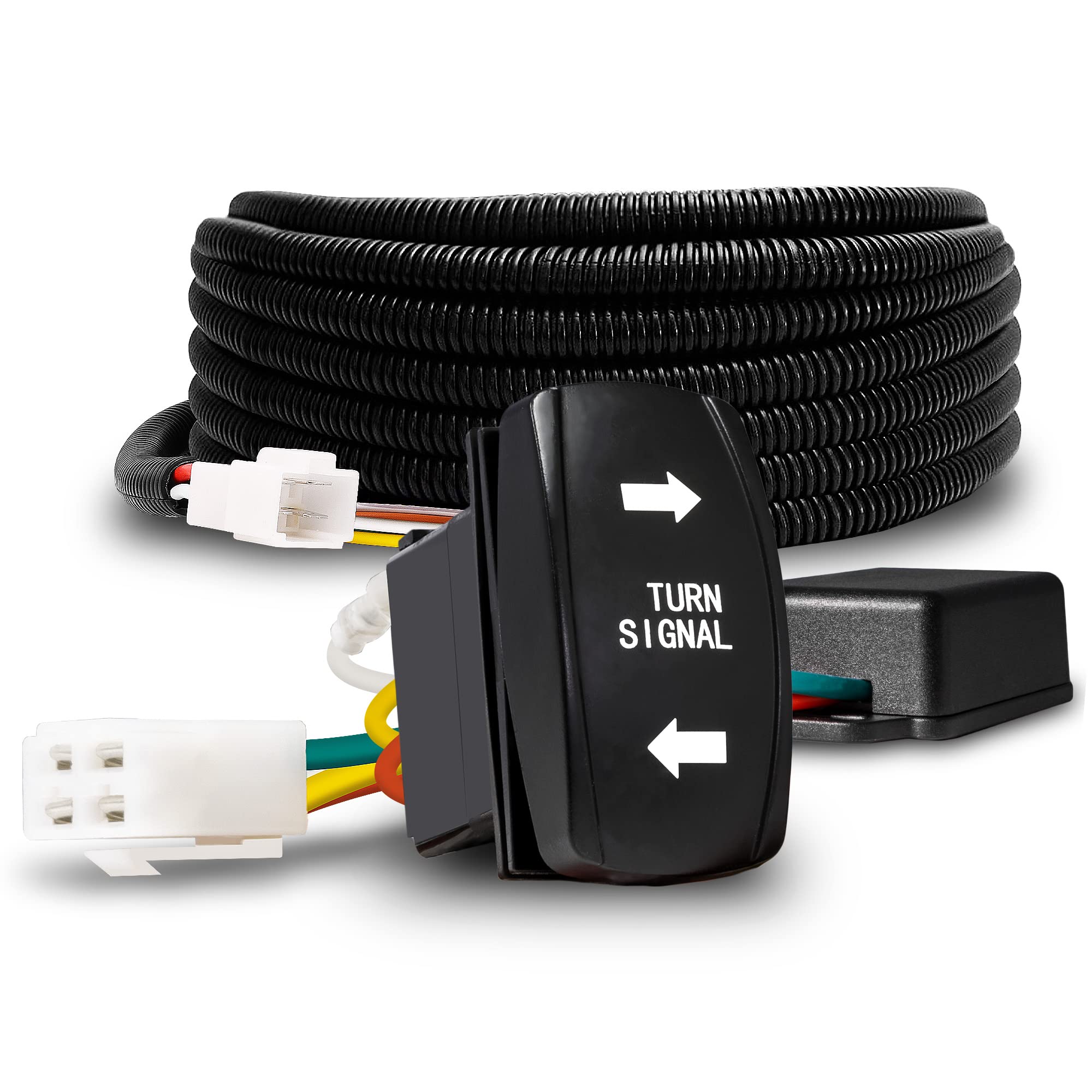 True Mods UTV/ATV Turn Signal Kit [SPDT Rocker Switch Controlled] [Street-Legal] [Universal Fitment] [Integrated Flasher Relay] 