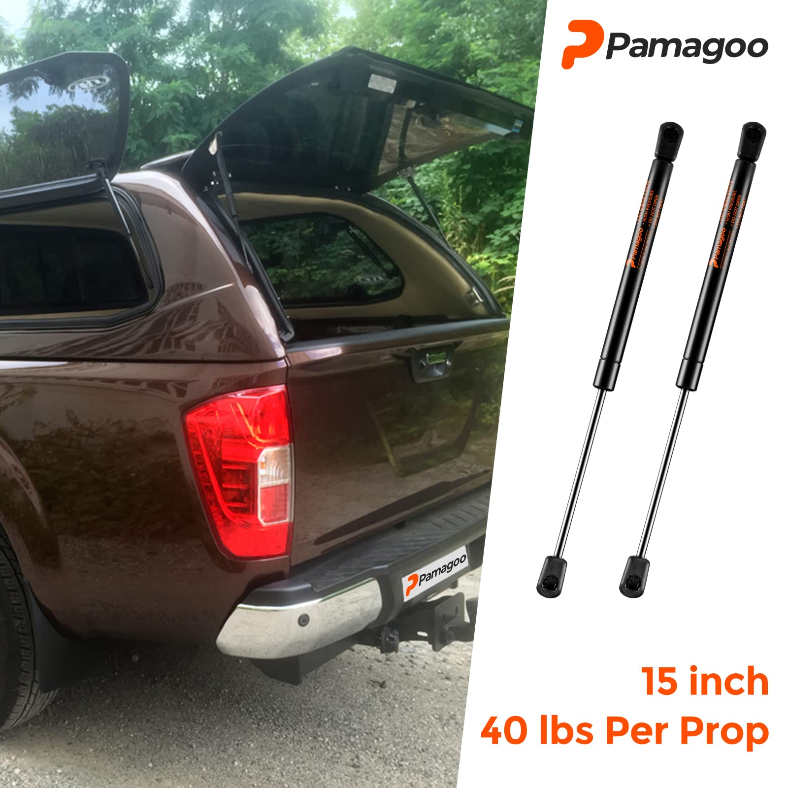 Pamagoo 15 Inch 40 Lbs Gas Shock C16-21702, 15'' Gas Prop Spring Strut Lift For Leer Snugtop Camper Shell Rear Topper Window Pic