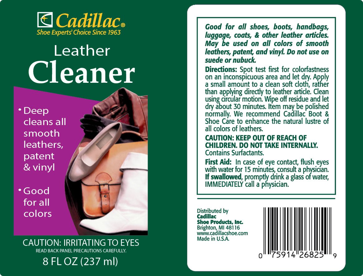 Cadillac Leather Cleaner - 8 OZ for Shoes, Handbags, Upholstery - Removes Dirt & Grime - White - Model CALC