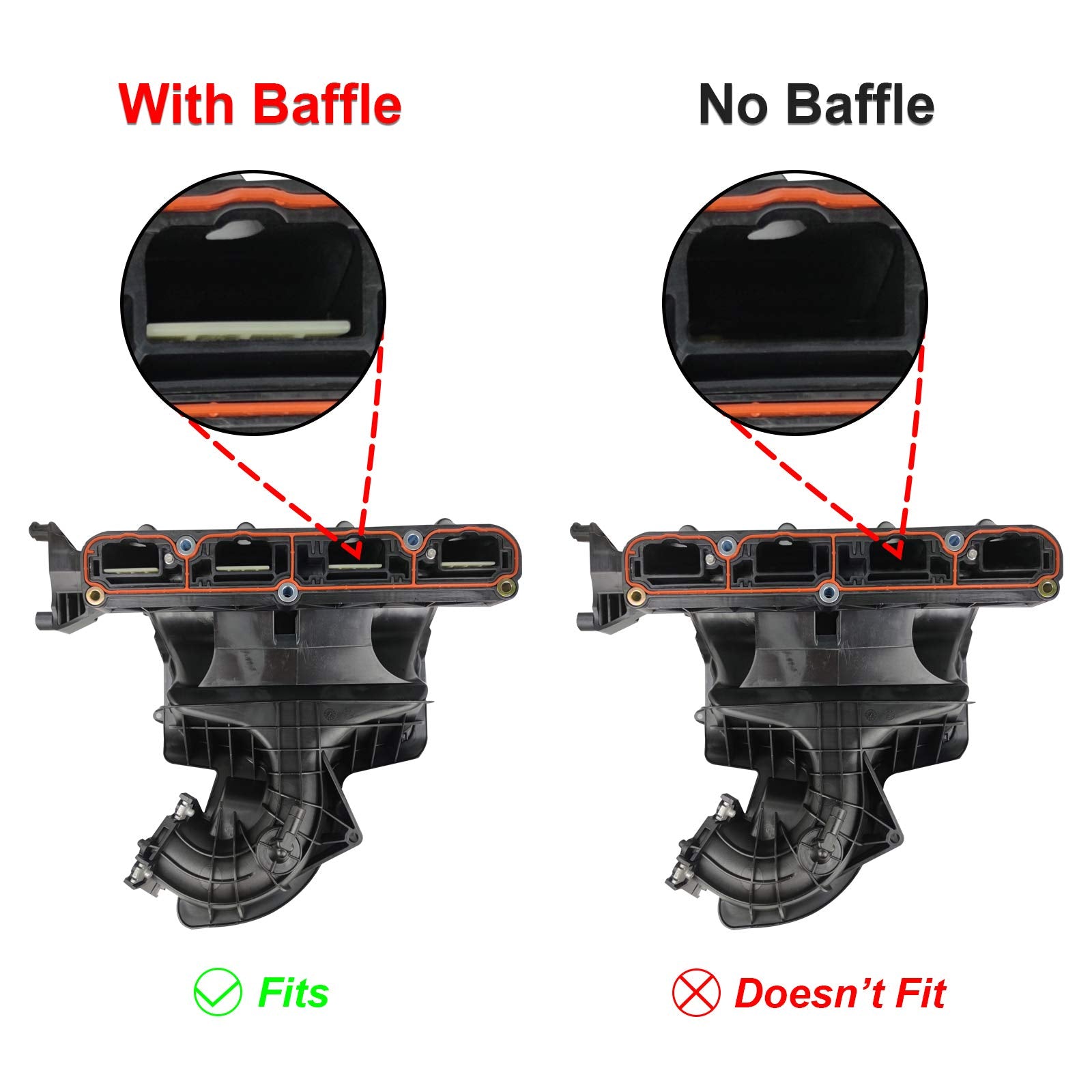 MITZONE Intake Manifold with Runner Control Valve & Sensor - 4884495AK, Black, Compatible with Dodge Journey/Avenger, Jeep Compass/Patriot, Chrysler Sebring