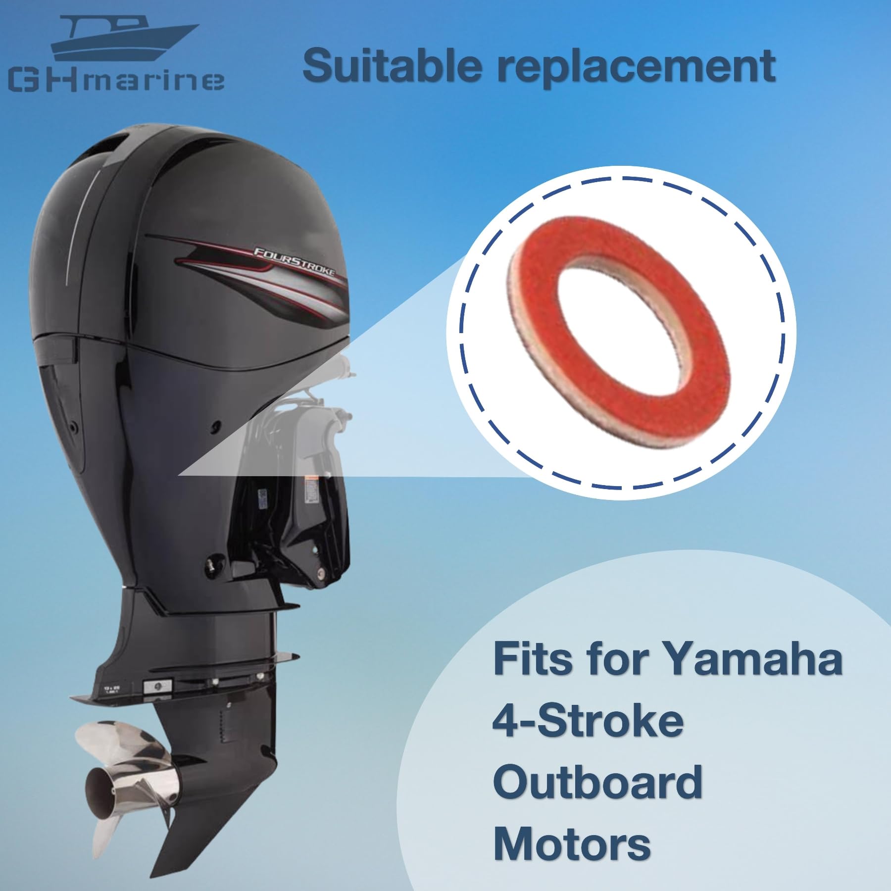 Ghmarine 20 Packs 90430-08020 Lower Unit Oil Drain Gaskets For Yamaha 4 Stroke Outboard Motors Gear Case Seals 90430-08003