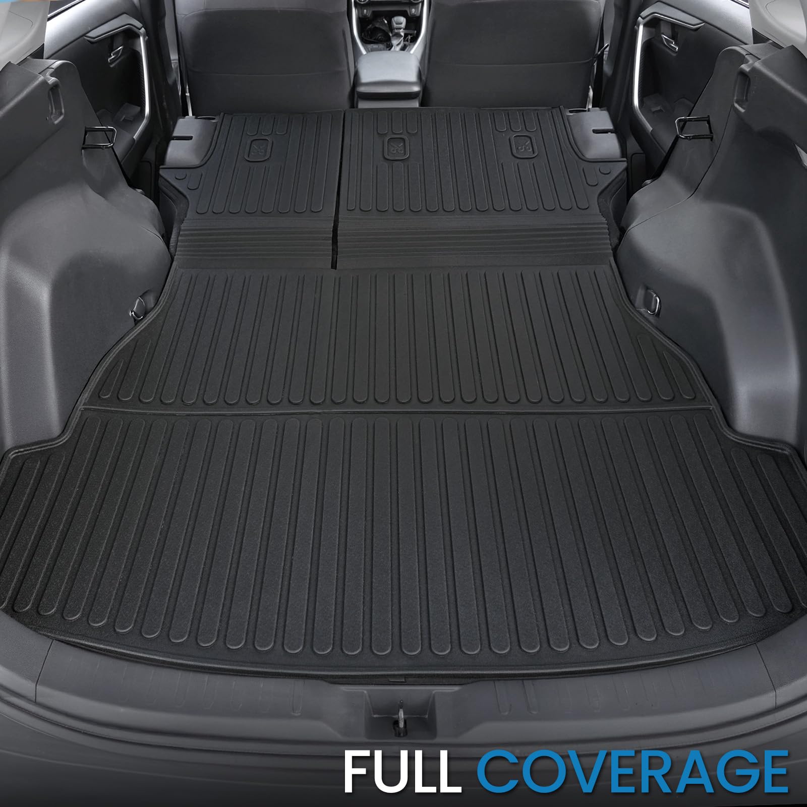JOULARISE TPE Cargo Mat with Backrest for Toyota RAV4 2019-2025, All Weather Trunk Liner, Trunk Mat with Backrest Mat