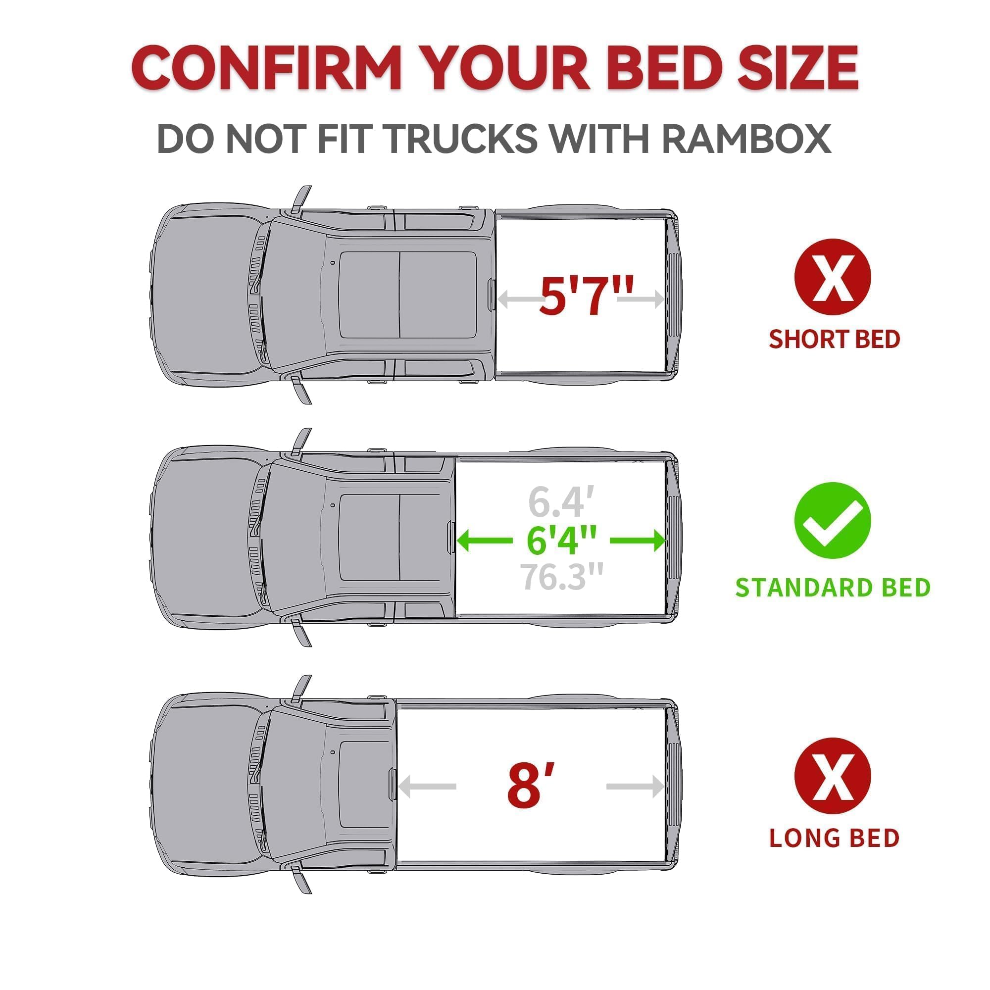 Yitamotor Frp Hard Tri-Fold Truck Bed Tonneau Cover Fits For 2002-2025 Dodge Ram 1500 (Classic & New), 2003-2025 Dodge Ram 2500