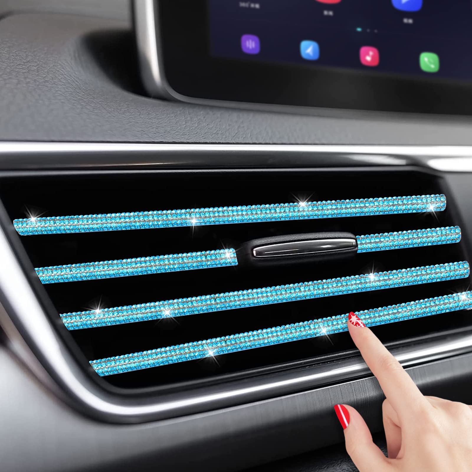 Insauto Bling Car Vent Outlet Trim,Bling Car Accessories For Women, 10Pcs Rhinestone Bling Car Air Conditioner Vent Decoration S