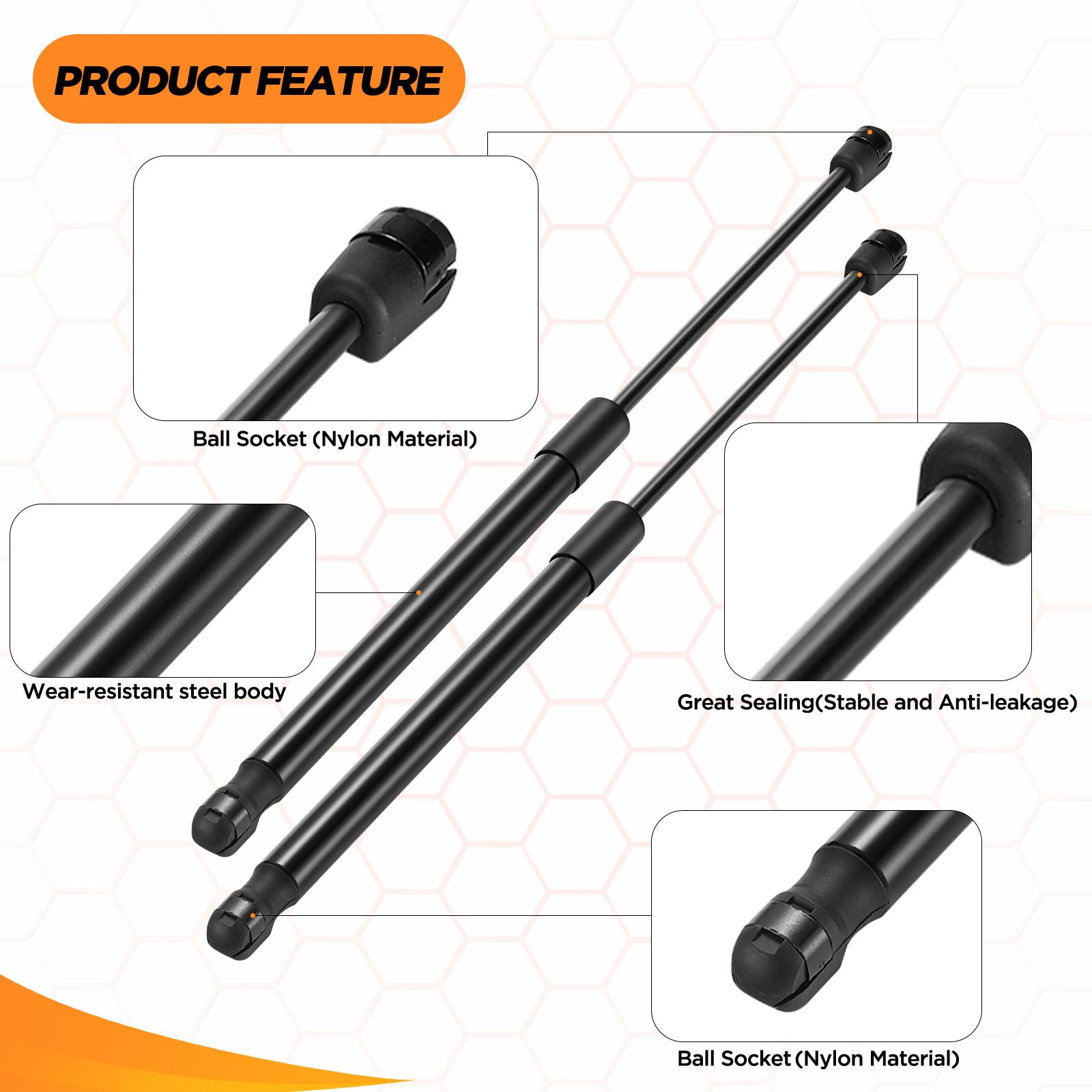 SYKRSS C16-02622 17 '' Gas Strut 17 inch 28Lbs/125N Struts Shock Lift Support Gas Spring for Leer ARE SnugTop Camper Shell Truck