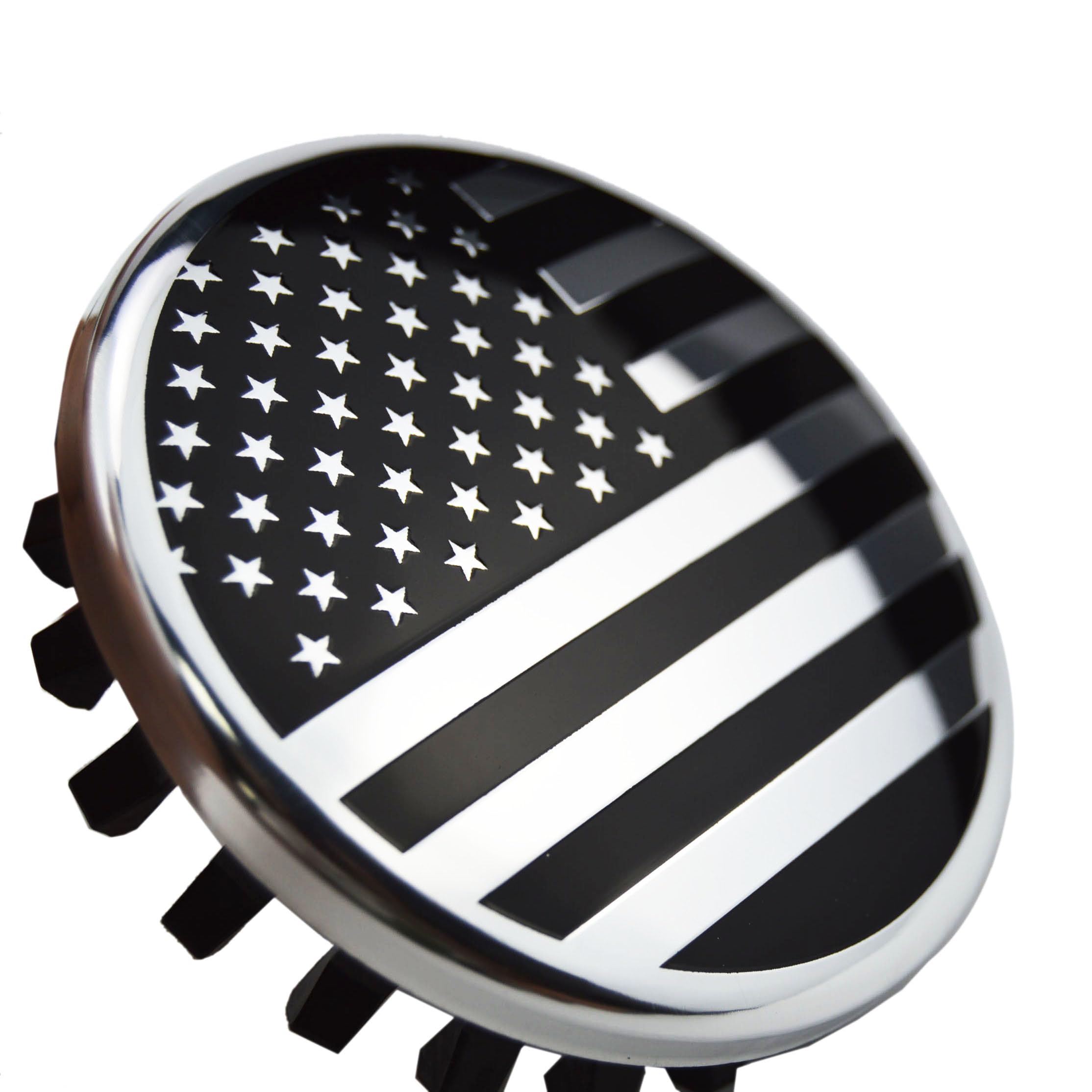 Zorratin Black US Flag Wheel Center Caps - Set of 4, 3 1/4" (83mm) Aluminum Covers for Chevrolet Suburban, Silverado, Tahoe, GMC Sierra