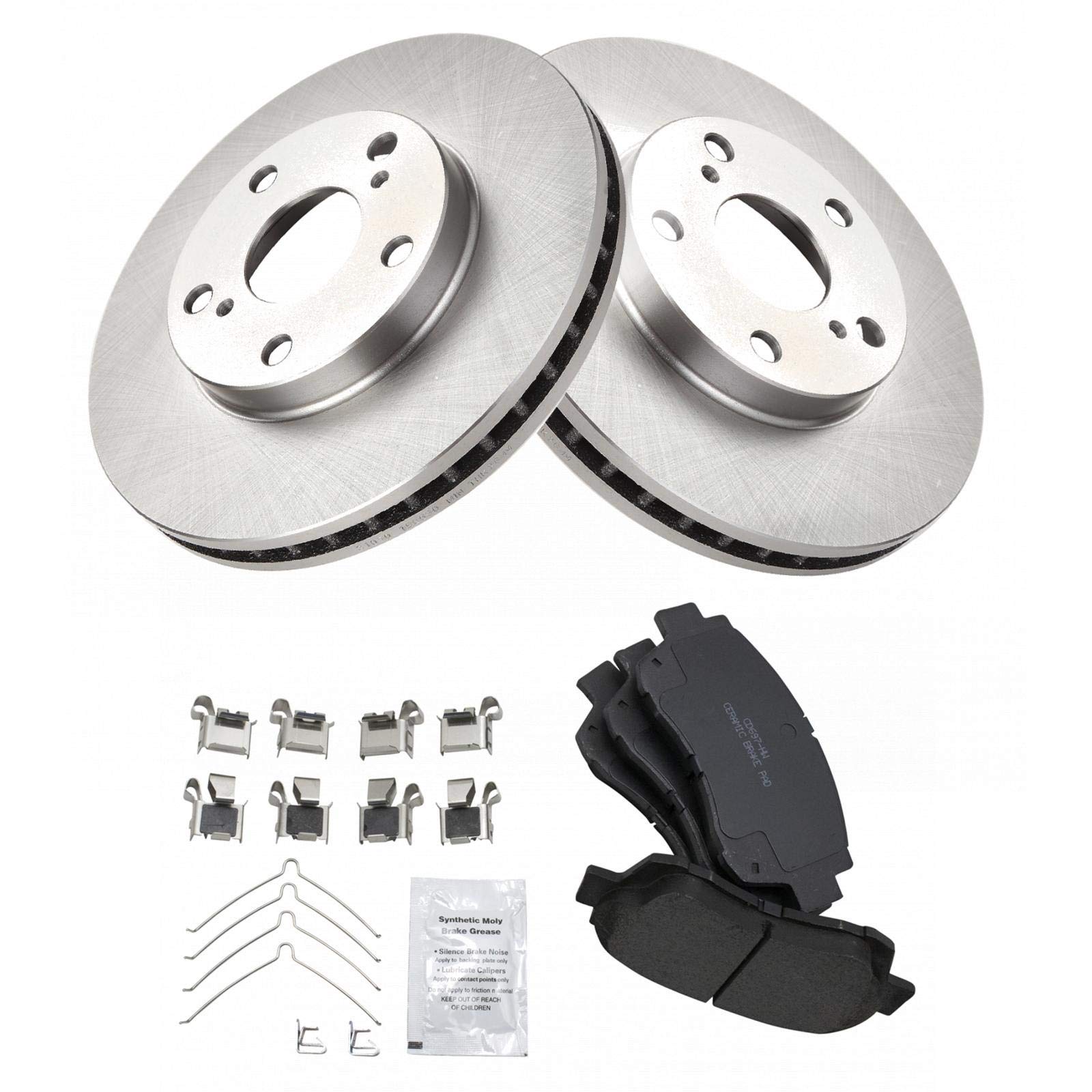 Trq Front Brake Pad & Rotor Kit Brake Pads Brake Rotor Ceramic Compatible With 1995-1997 Toyota Avalon 1996-2001 Camry 1998-2003