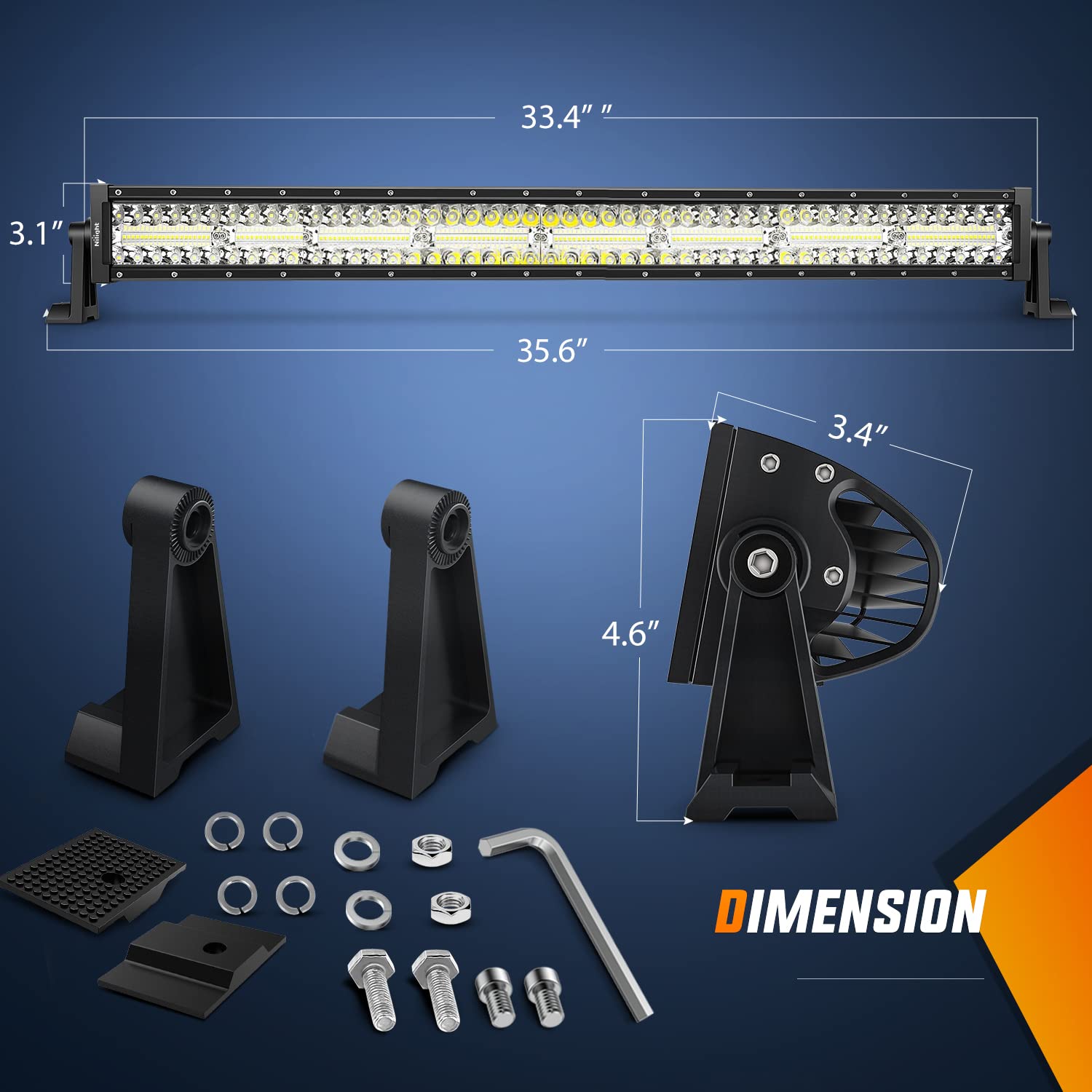 Nilight 33Inch Led Light Bar 2Pcs 4Inch 60W Spot Flood Lights Pods Off Road Drivingwork Lighting With 14Awg Wiring Harness Kit-3