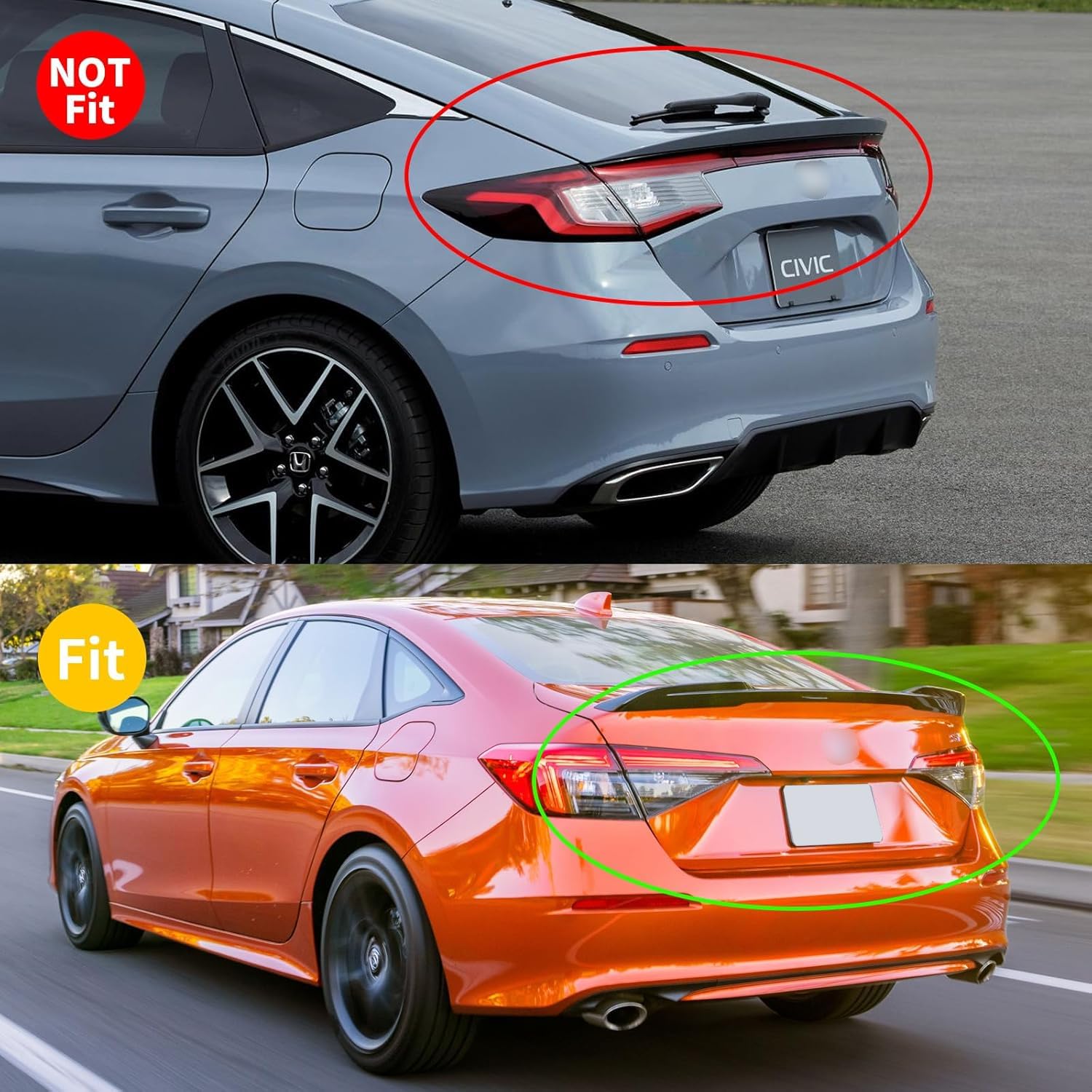 CMVT Auto Window Visor for 2022-2024 Honda Civic Sedan, Out-Channel Rain Guards Shields Vent Shade Deflector Wind Dark Smoke Ven