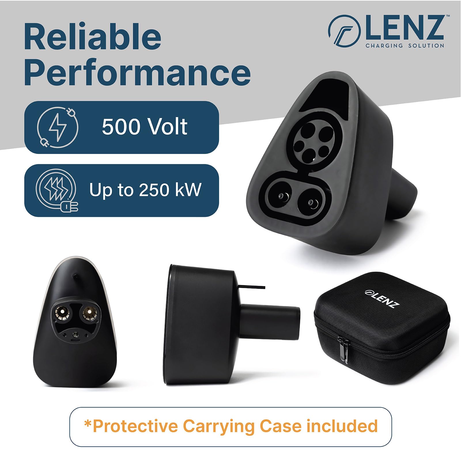 LENZ CCS1 to Tesla Adapter for 2021+ Tesla Models, Supports 250 kW DC Fast Charging, Model ADPT-31101
