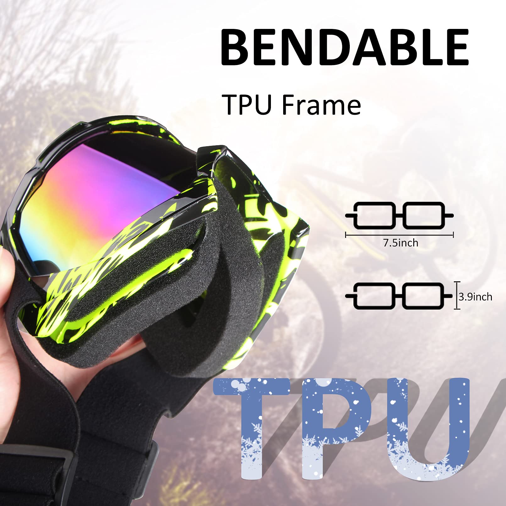4-FQ Motocross Goggles ATV Goggles Motorcycle Goggles Windproof Dirtbike Goggles Dustproof Racing Goggles Scratch Resistant Moto