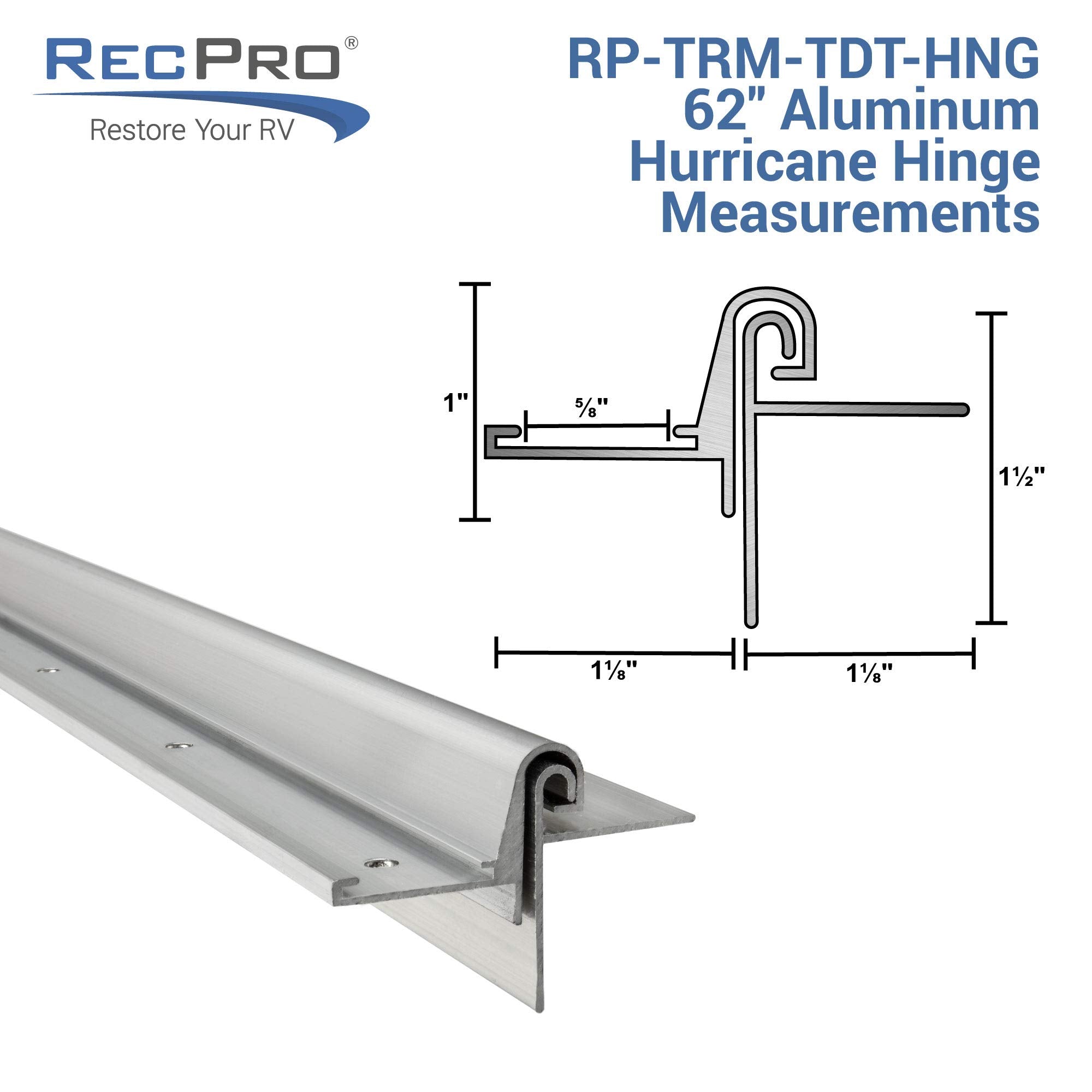 RecPro RV Teardrop Trailer Hurricane Hinge | 62" Aluminum Galley Hatch Door | Made in America | Model 193652026532