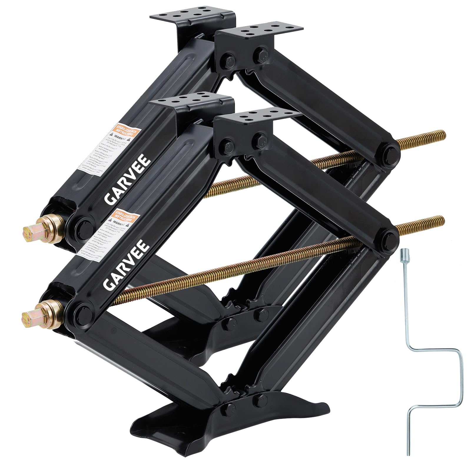 Garvee 24 in RV Scissor Jack - 7500 LB Heavy Duty Leveling Stabilizer with Crank Handle, Stable Base, 4 in-24 in Adjustable Heig