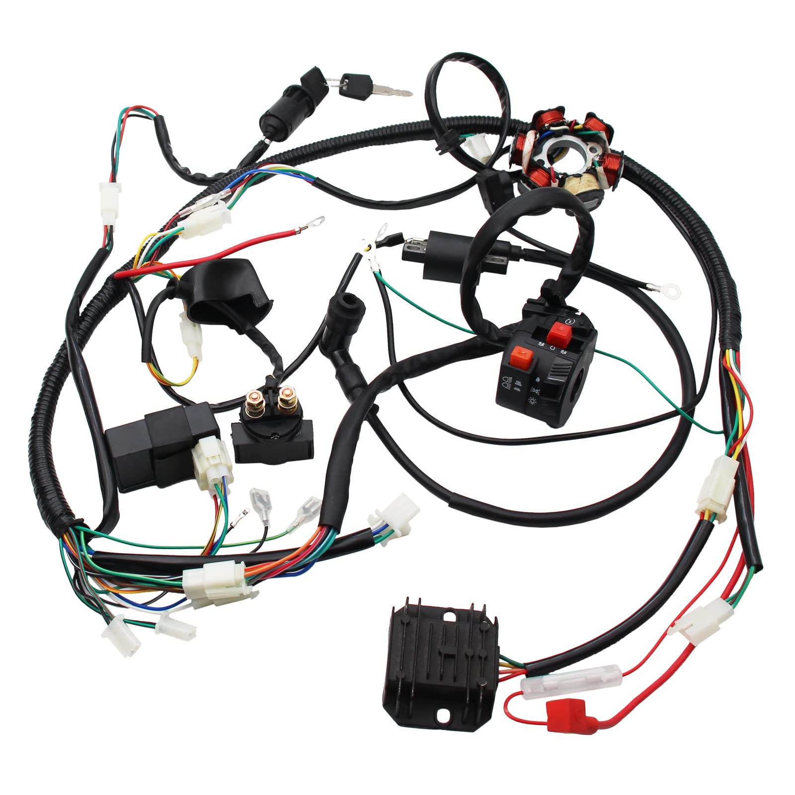 YD-PS001 Full Electrics Stator Wiring Harness CDI Coil for GY6 125cc/150cc ATV, Copper, Primary Colours