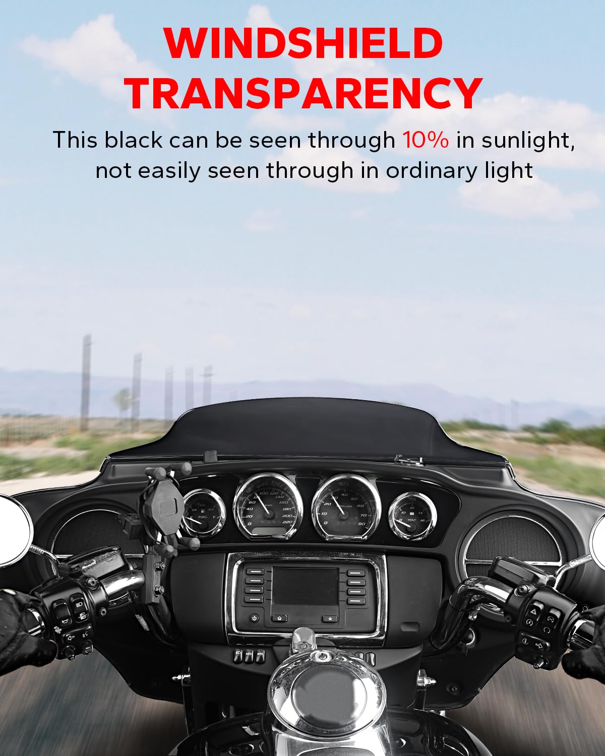 Amazicha 4.5" Black Wave Windshield for Harley Davidson Touring 2014-2024, Polycarbonate
