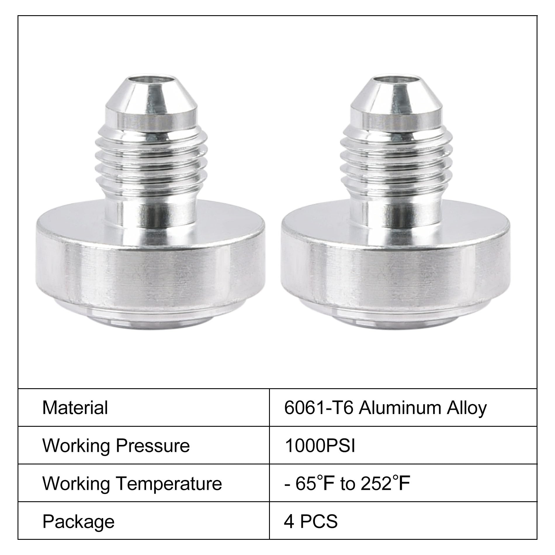 EVIL ENERGY 4AN Male Weld on Bung Fitting Aluminum 4PCS