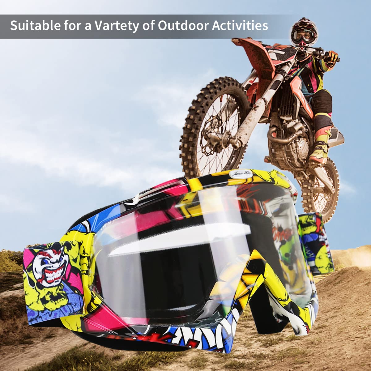 Jamiewin Motocross Goggles Atv Dirt Bike Motorcycle Utv Mx Otg Offroad Riding Goggles Anti Uv Dustproof Anti Fog Racing Skiing G