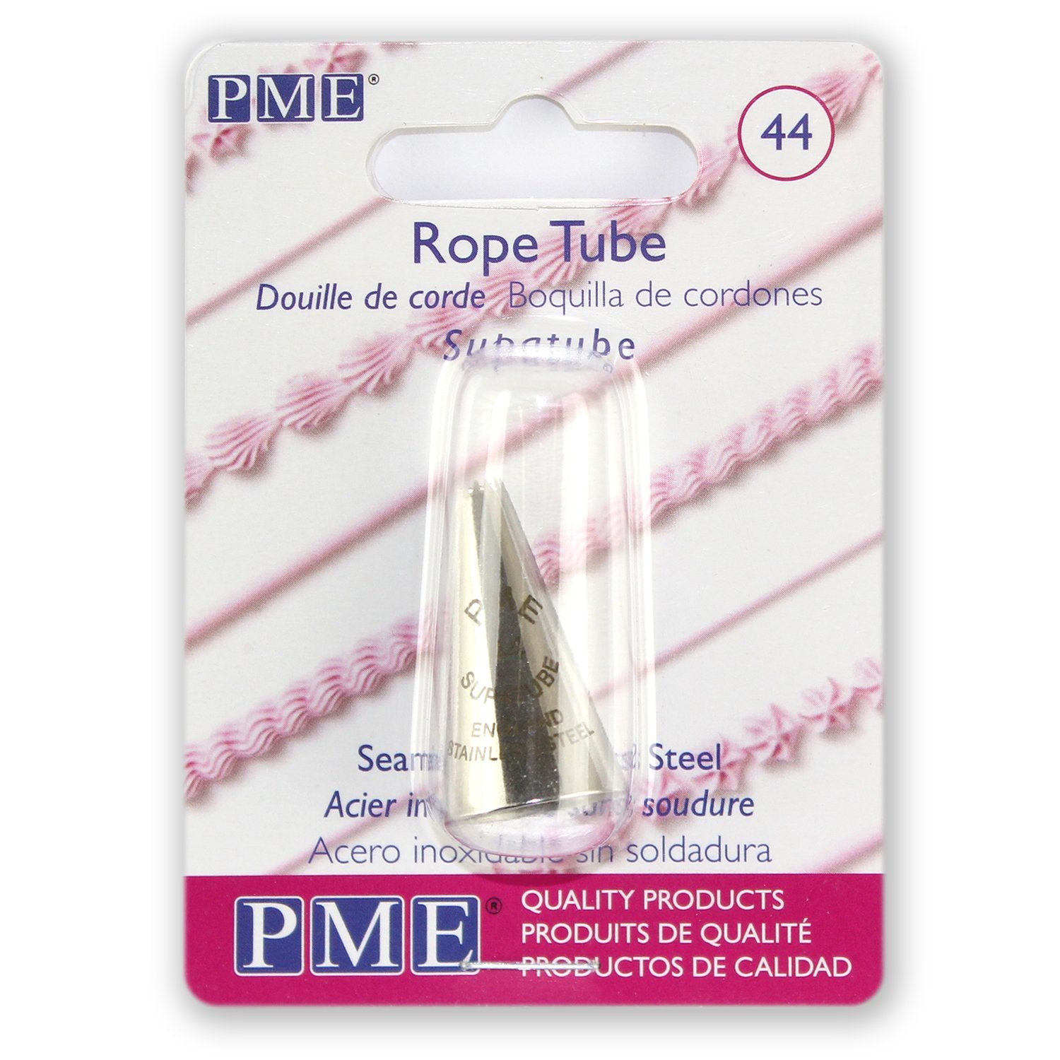 PME Decorating Tip, no. 44 Seamless Stainless Steel Large Rope Supatube - ST44