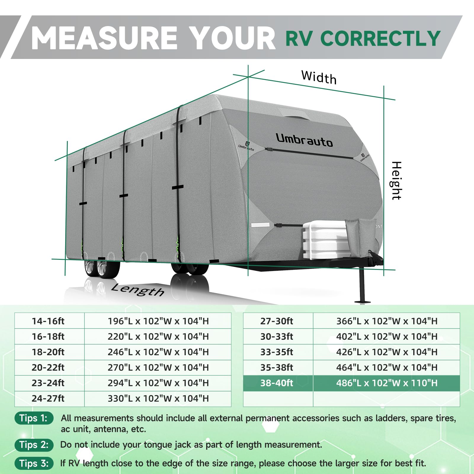 Umbrauto Rv Cover 24-27Ft: Waterproof Travel Trailer Camper Cover With Extra-Thick 7 Layers Top, Toy Hauler Cover With Tongue Ja