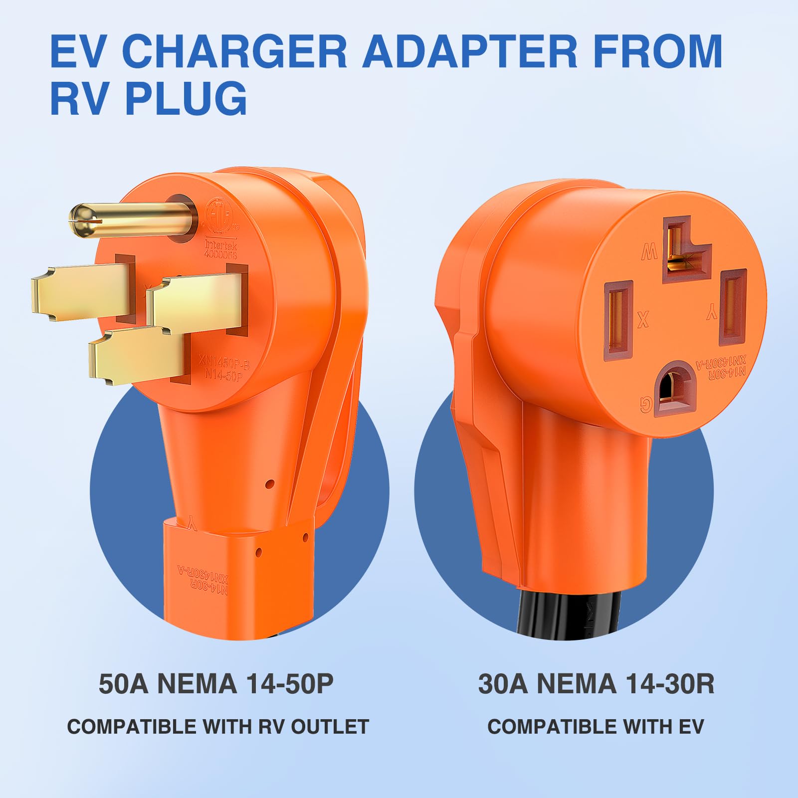 Nilight Ev Dryer Charger Adapter Cord 50Amp To 30Amp 4 Prong Pure Copper 125V/250V Outlet To Plug Conversion Heavy Duty 10 Gauge