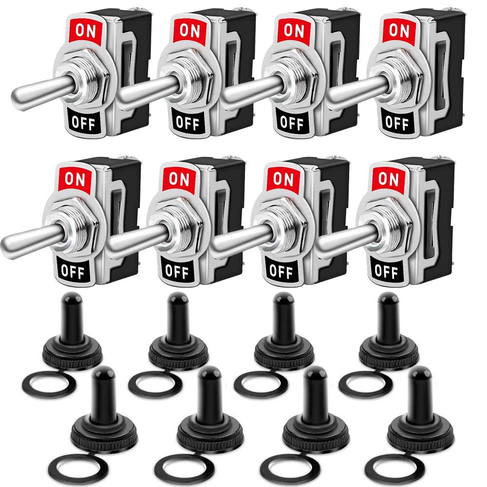 Gebildet Rocker Toggle Switch With Waterproof Cover, 10A/12Vdc, 6A/24Vdc, 2 Pin Spst On/Off Switch, Used For Car Auto Truck Boat