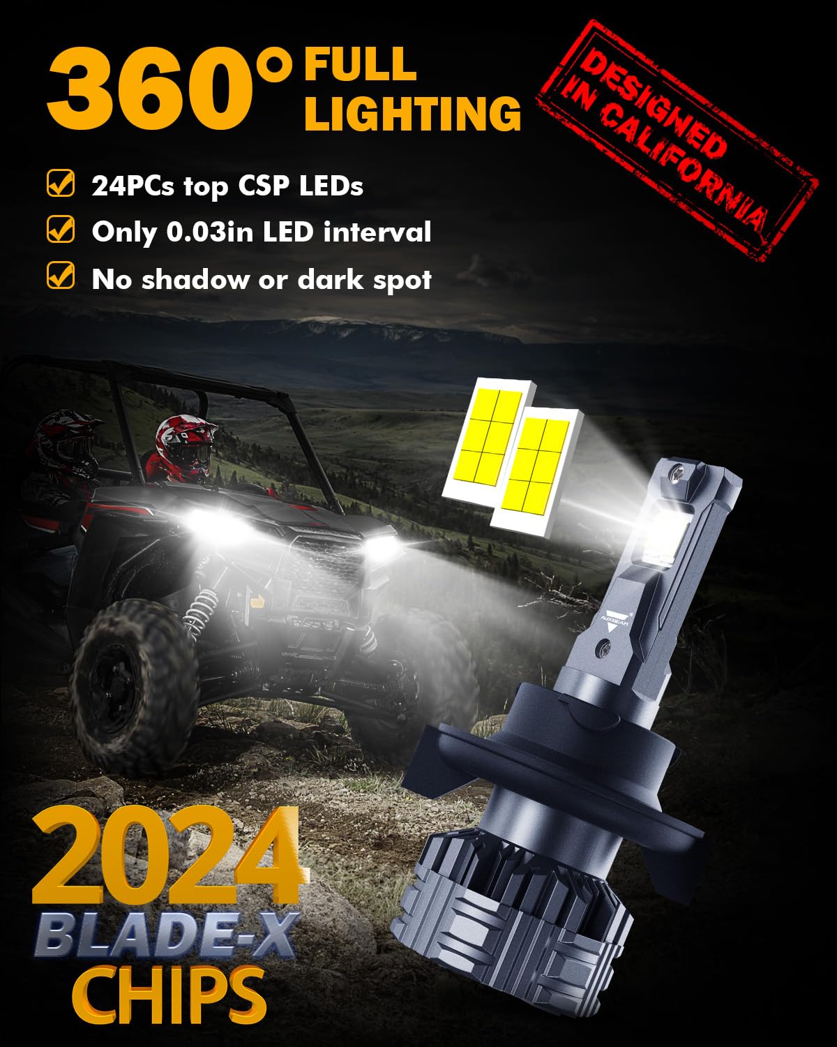 Auxbeam H13 9008 Fog Light-2 Pack, F22 Series 24000Lm Powersport Lights For Off-Road Or Fog Use