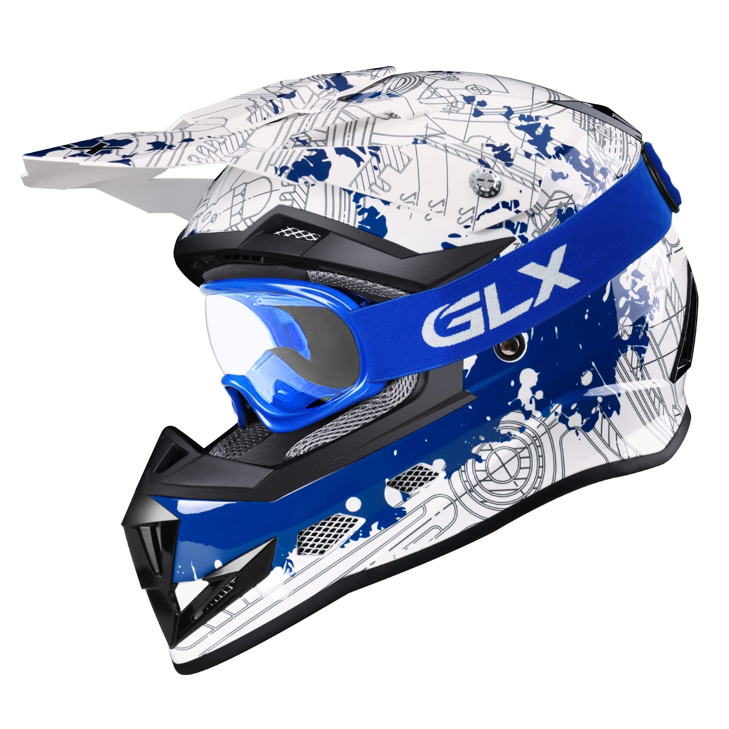 Glx Gx623 Youth Atv/Dirt Bike Helmet Combo - Modern, Medium - Dot