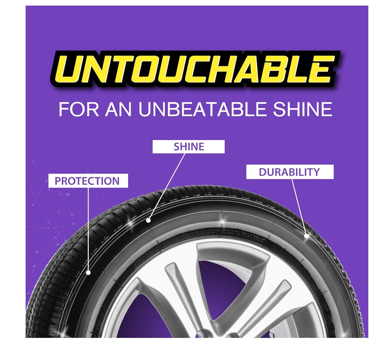 Cristal Products Untouchable Tire Shine Spray – 42 oz Long-Lasting Waterproof Finish for Deep Gloss & Protection