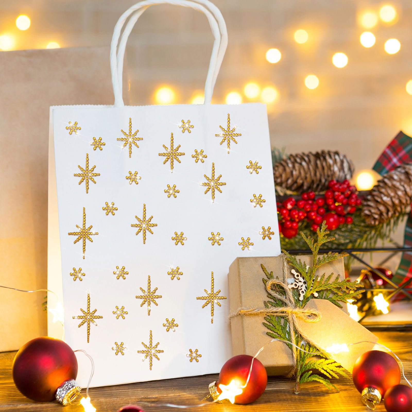 Epakh Rhinestone Star of Bethlehem Stickers, 76 Pcs Self-Adhesive Gold Crystal Decals for Holiday Decor, Model EI2781