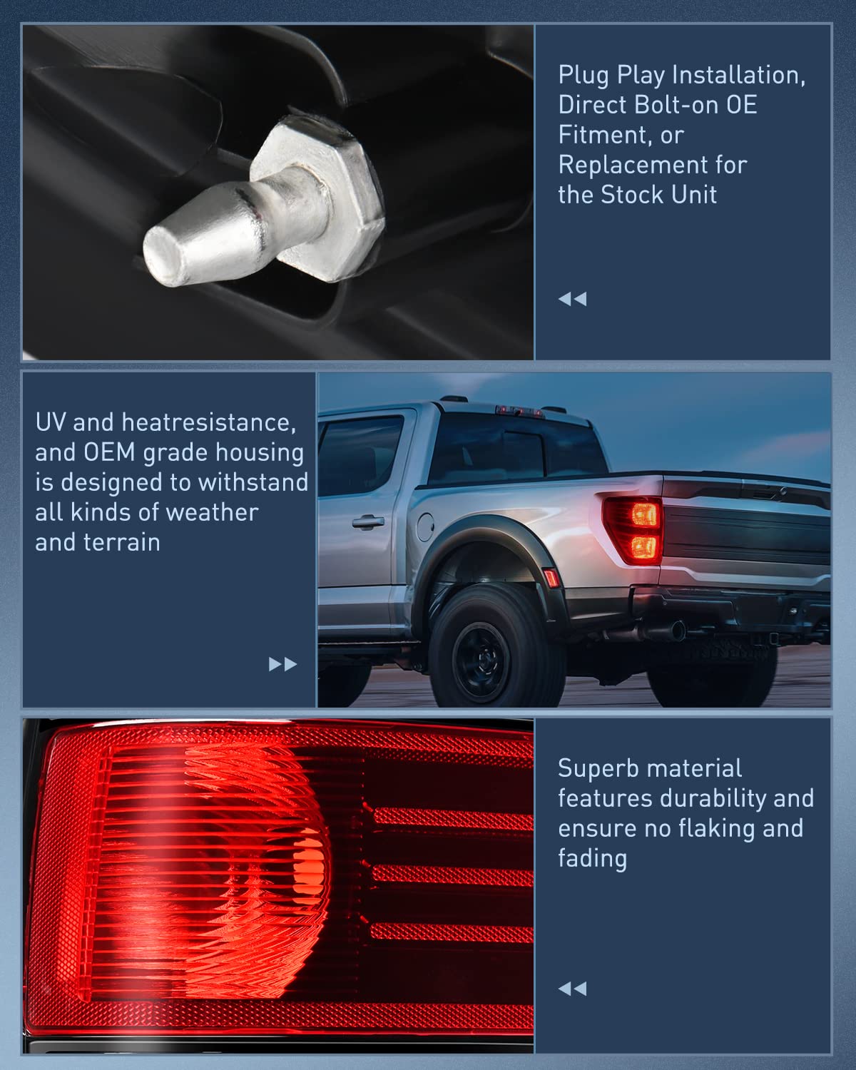 Nilight Driver Side Taillight Assembly For 2009 2010 2011 2012 2013 2014 Ford F-F150 F150 Pickup Truck Right Side Rear Lamp Repl