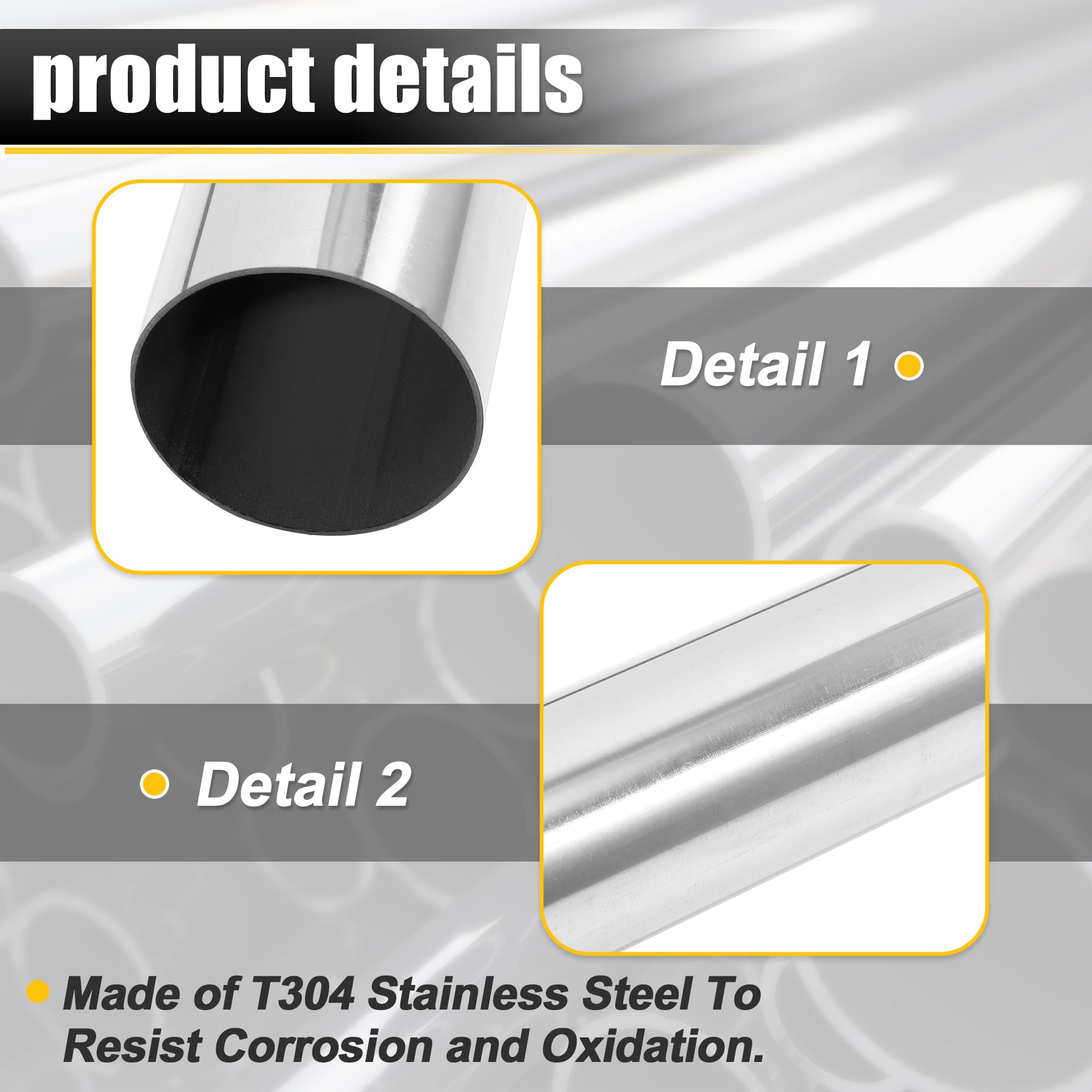 X Autohaux Straight 3' Od 30' Length Diy Custom Mandrel Exhaust Pipe 3 Inch Tube Pipe T304 Stainless Steel Universal Fit