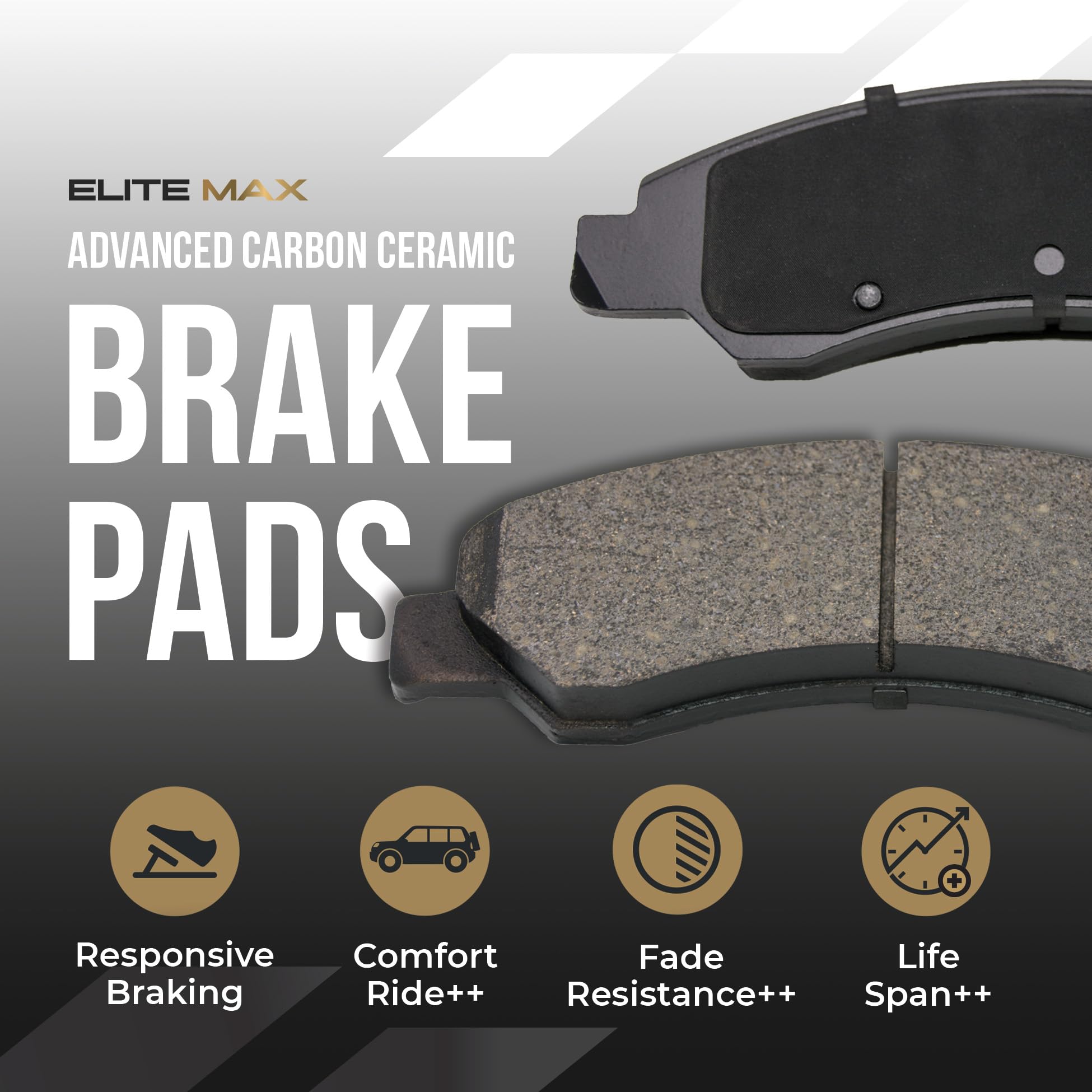 Max Advanced Brakes Front Brake Pad Compatible With 2013 2014 2015 2016 2017 2018 2019-2023 Ford Escape Focus St Transit Connect