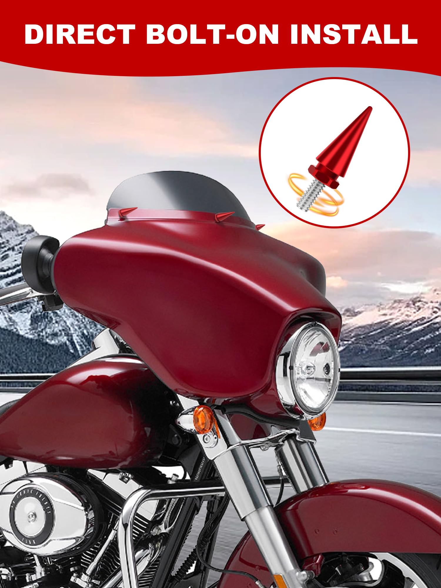 AILMOTO Fairing Bolts Red, Motorcycle Windshield Screws Compatible for Compatible for Harley Davidson 1996-2013 Street Glide Ele