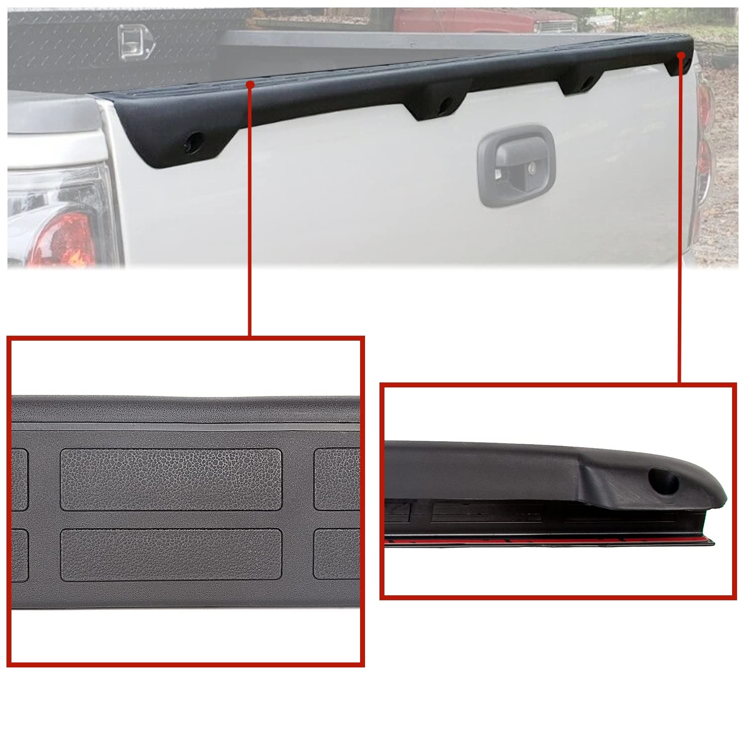 ECOTRIC Tailgate Spoiler Cap Cover Compatible with 1999-2007 Chevy Silverado & GMC Sierra, Textured Black, Polypropylene, Small