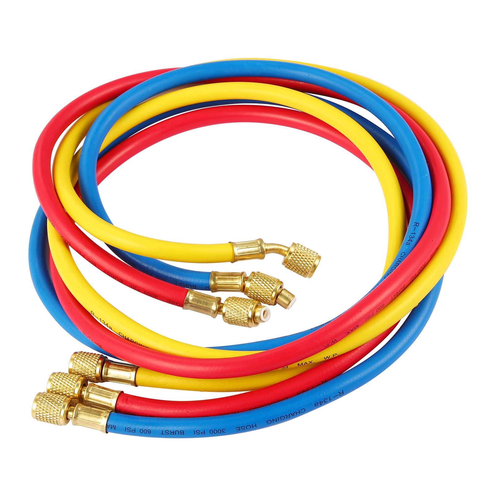 Oralys 3 Pieces AC Manifold Gauge Hose Kit for R410a R22 R134a R404a, 1/4 Thread Automotive Air Condition Refrigerant R410a A/C 
