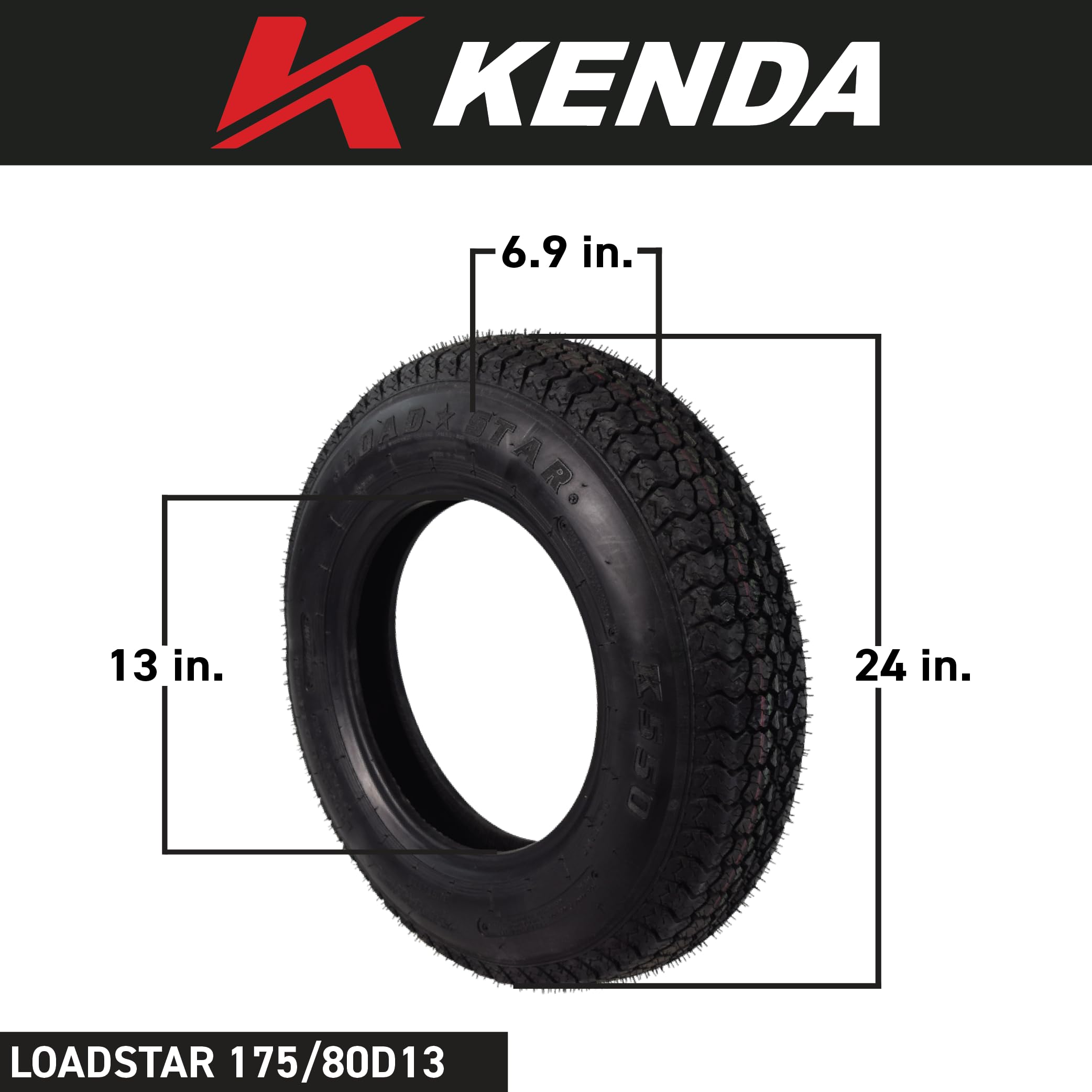 Kenda K550 St175/80D13 Loadstar Trailer Tire Bias-Ply Tire For Superior Towing Performance With Enhanced Stability For Utility T