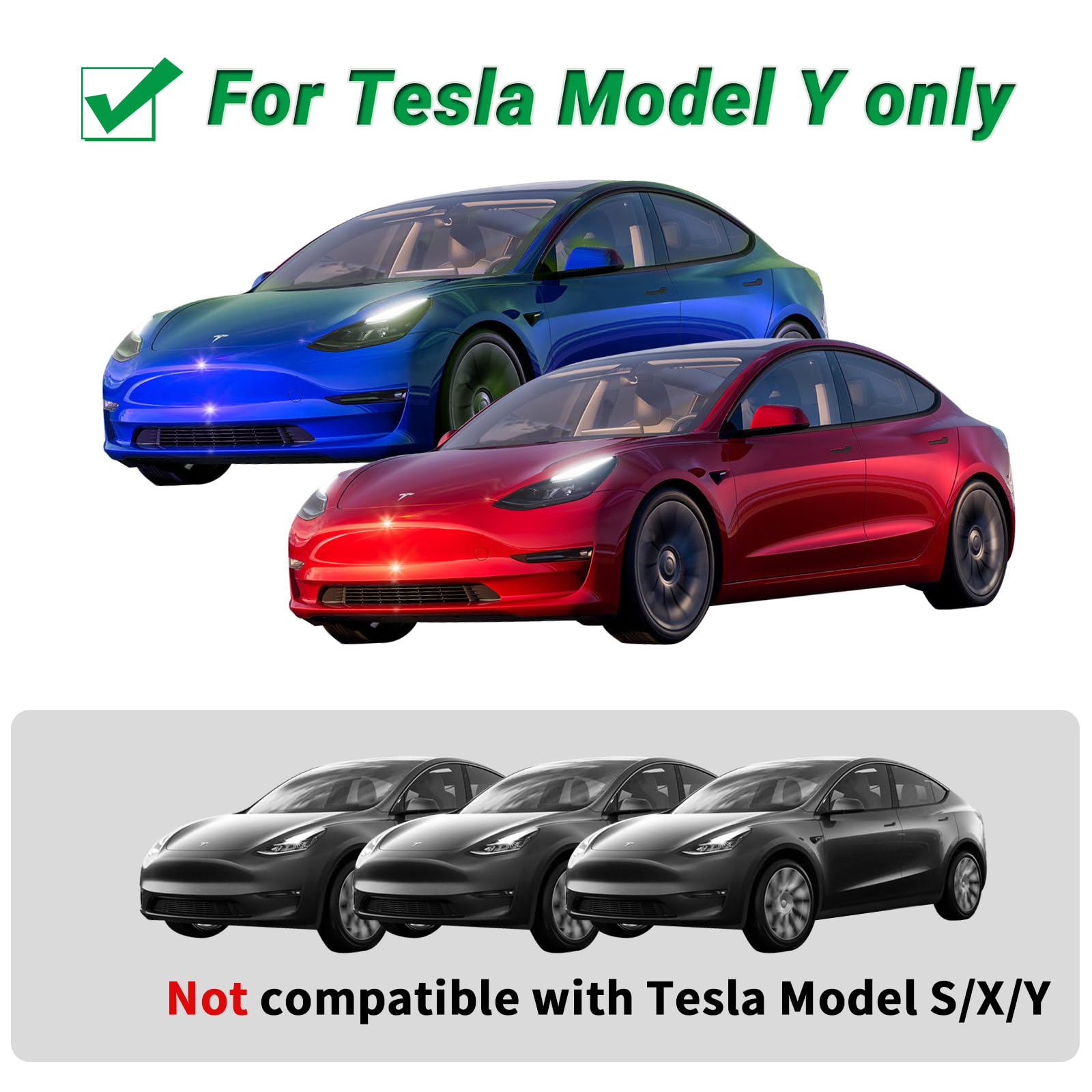 Nanaholy Model Y Accessories For Tesla Emblem Sticker 3Pcs Logo Decal Cover 2024 2023 2022 2021 2020 (W-Red)